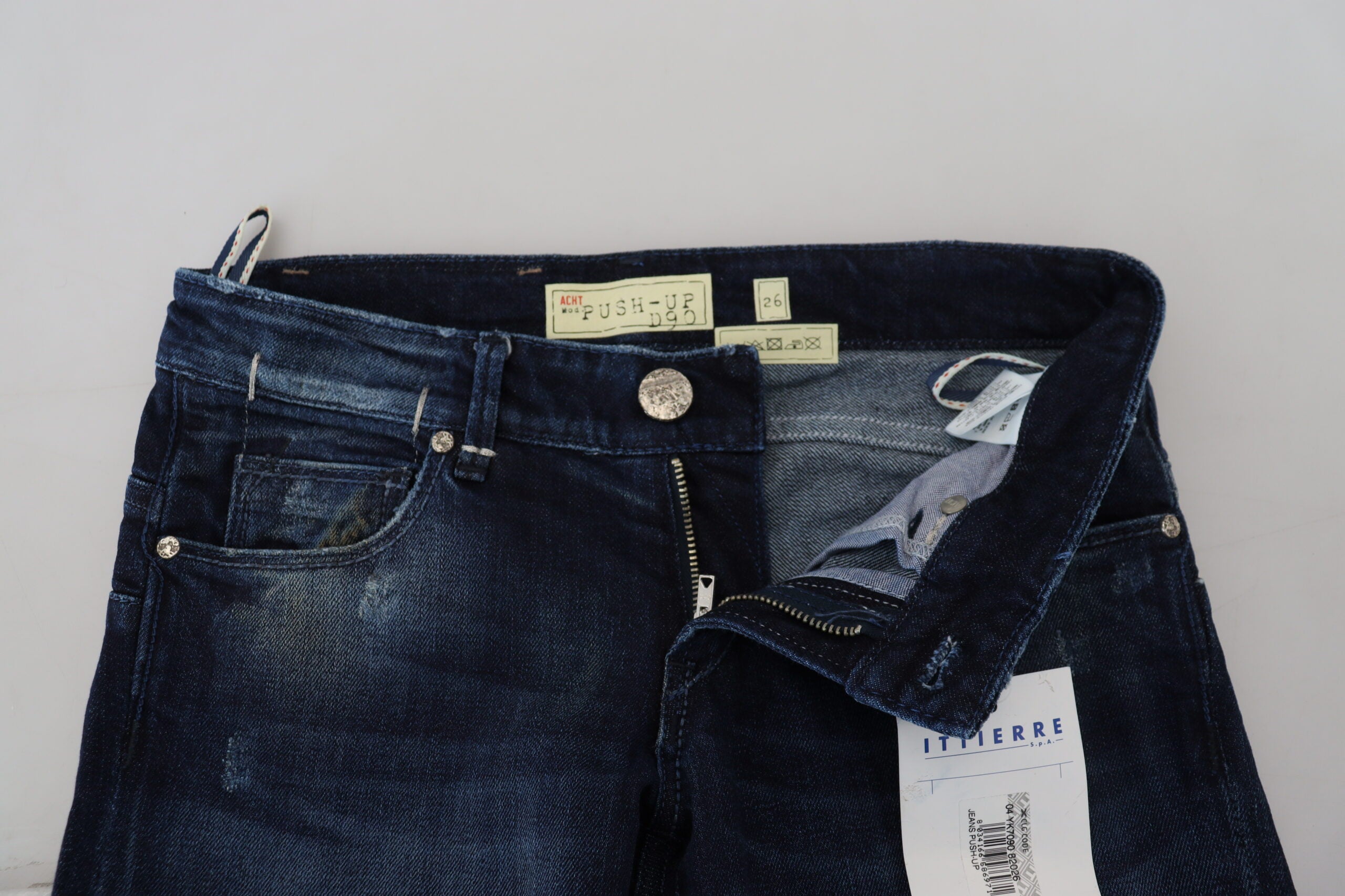Blue Cotton Low Waist Slim Fit Women Casual Denim Jeans - ventzia