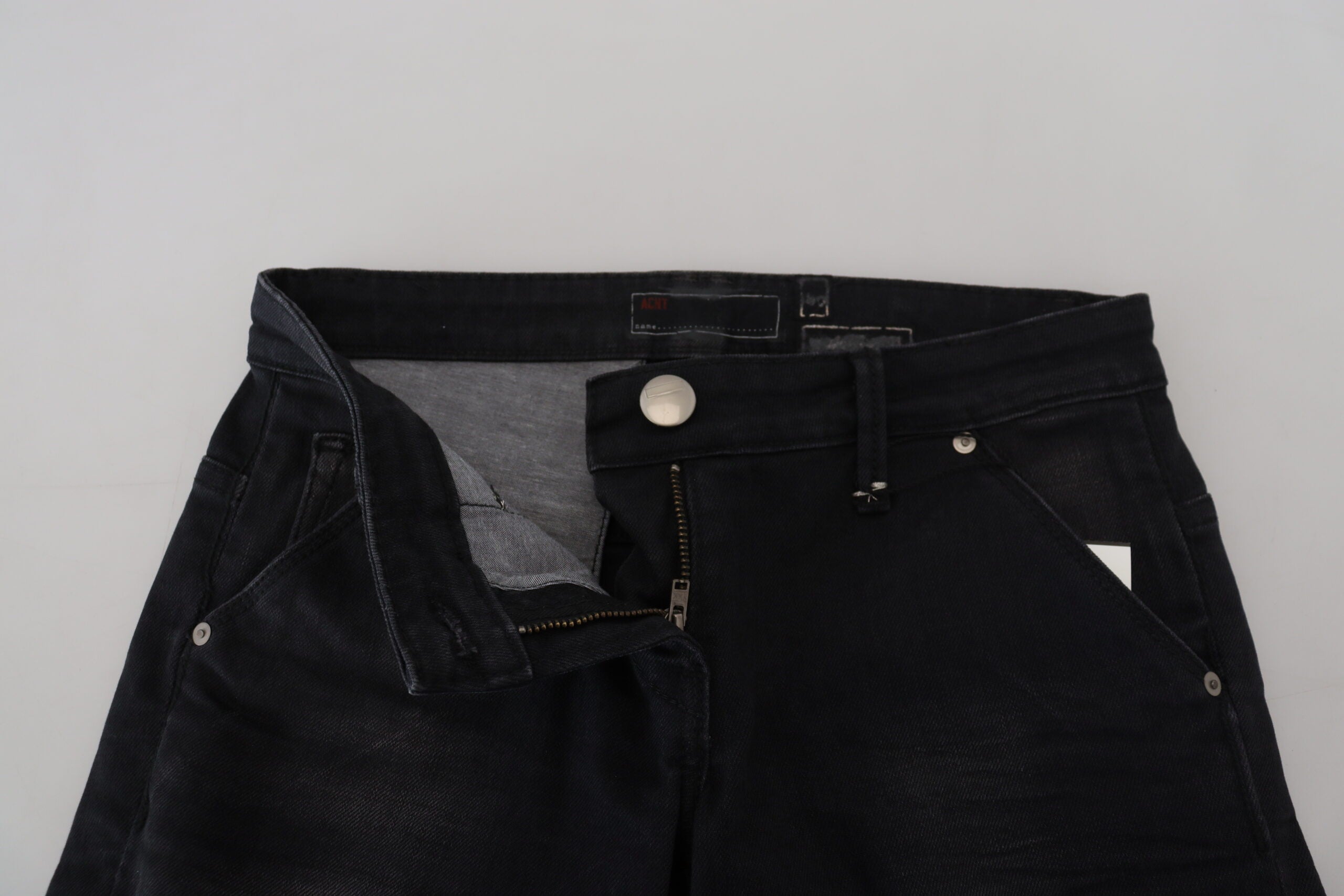 Black Washed Cotton Skinny Women Casual Denim Jeans - ventzia