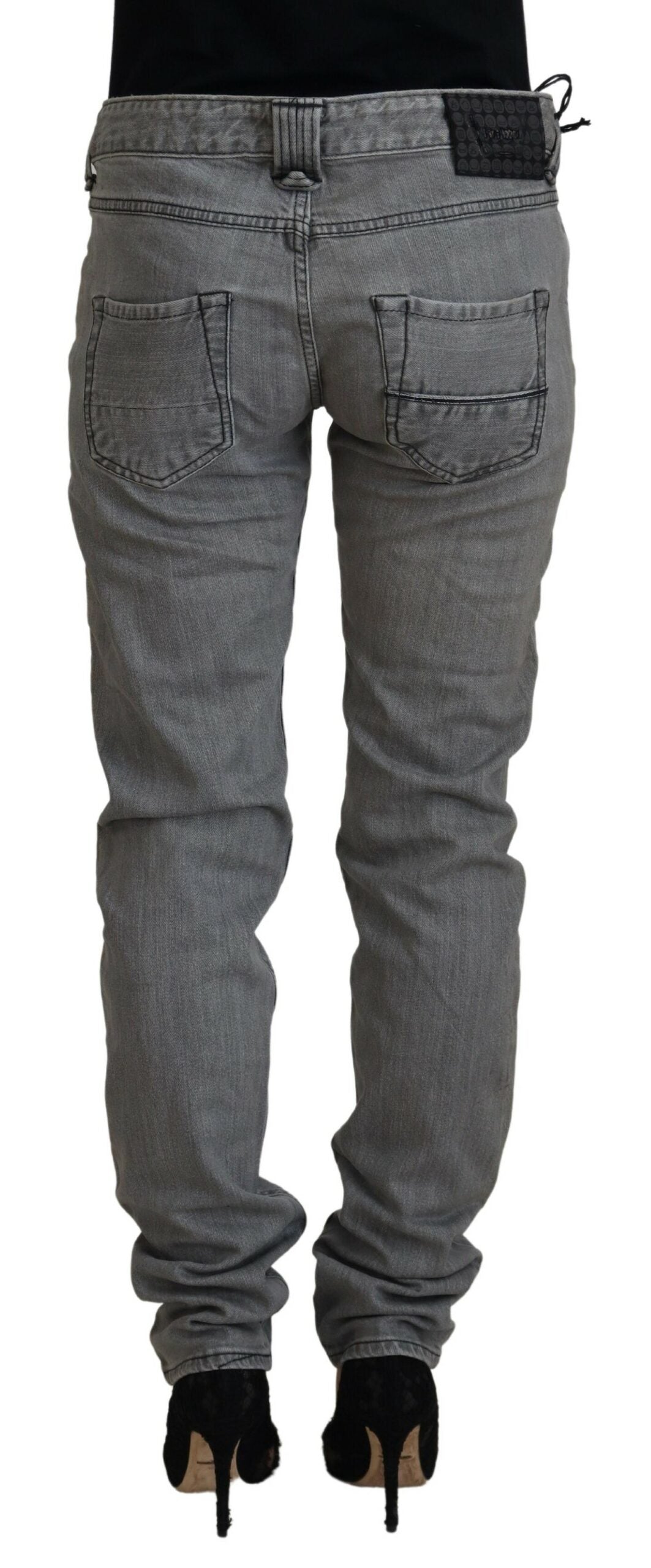 Gray Washed Cotton Skinny Women Casual Denim Jeans - ventzia