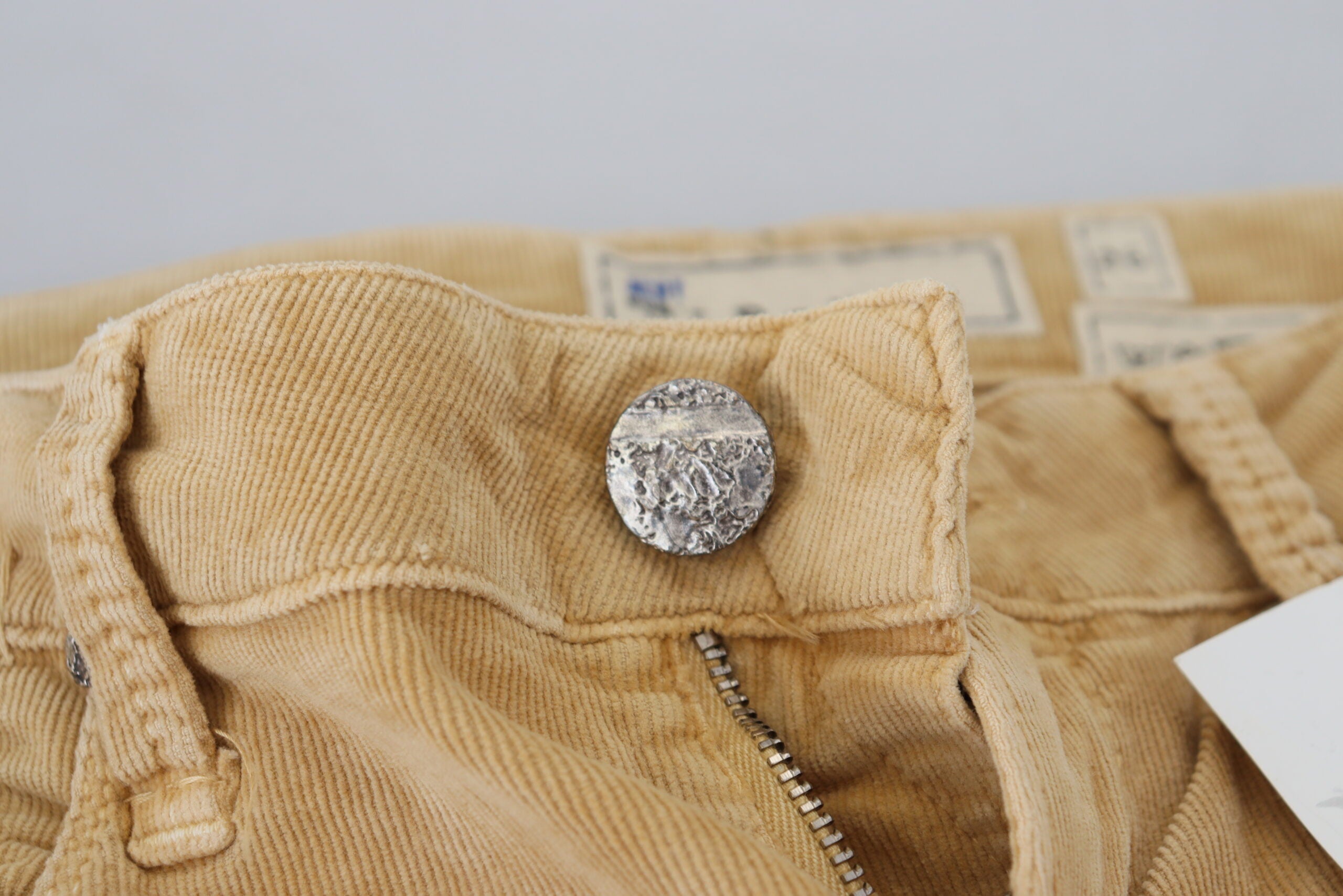 Brown Cotton Corduroy Low Waist Women Casual Jeans - ventzia