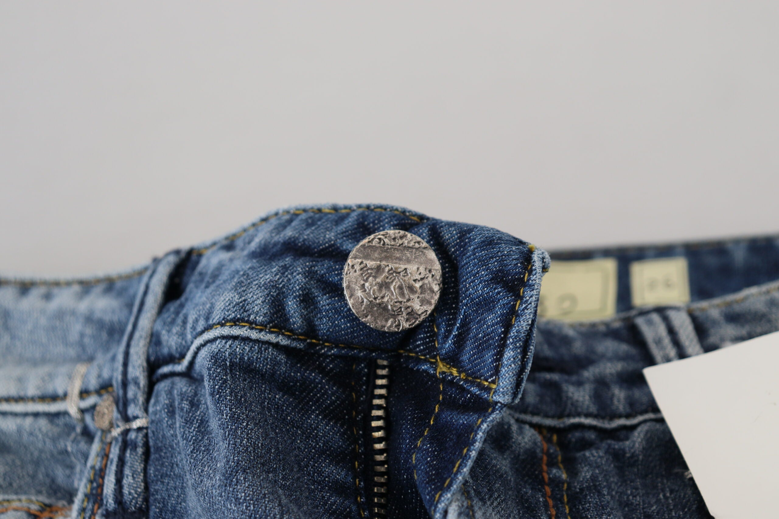 Blue Washed Cotton Low Waist Women Casual Jeans - ventzia