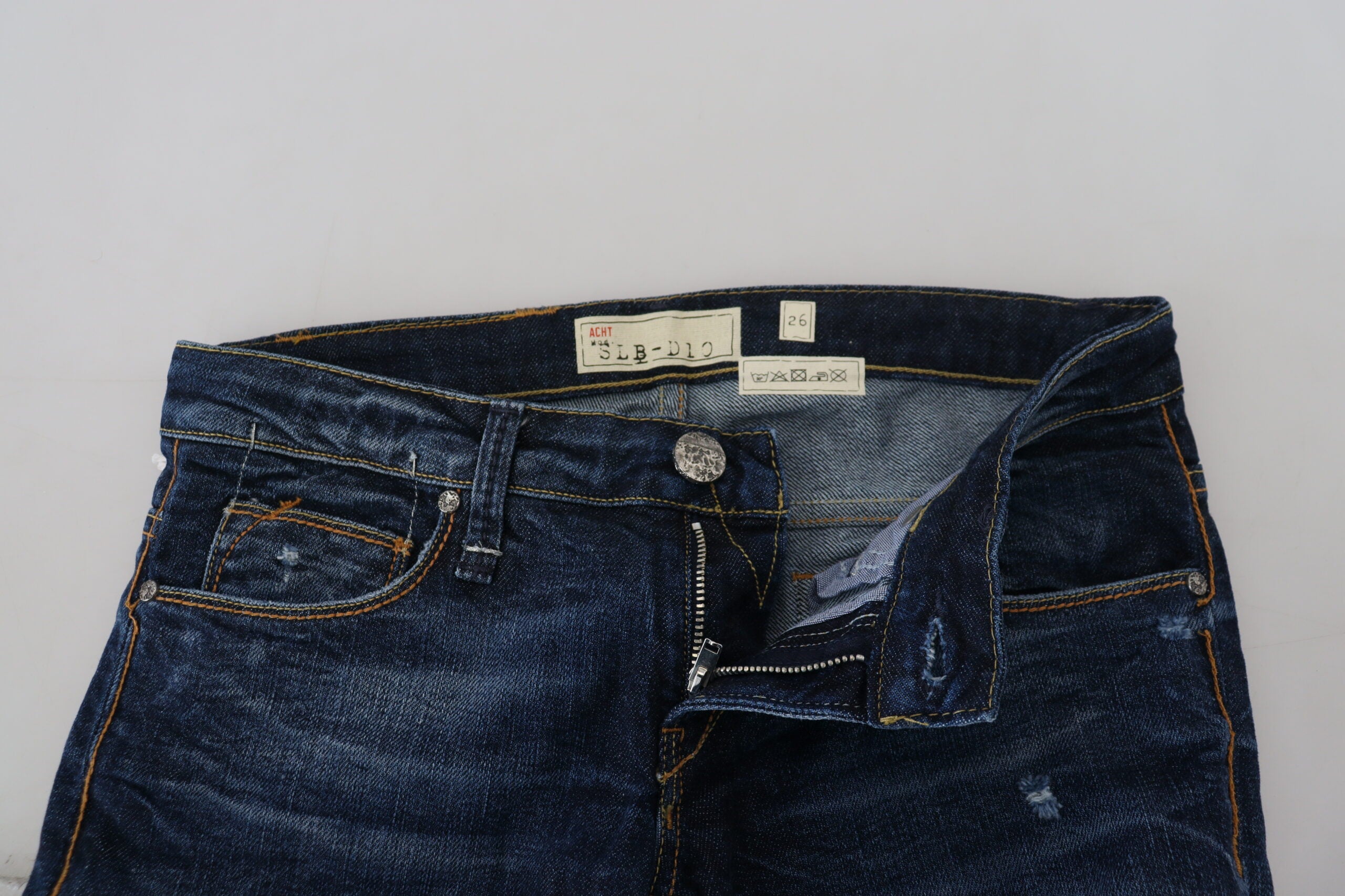 Blue Washed Cotton Low Waist Women Casual Jeans - ventzia