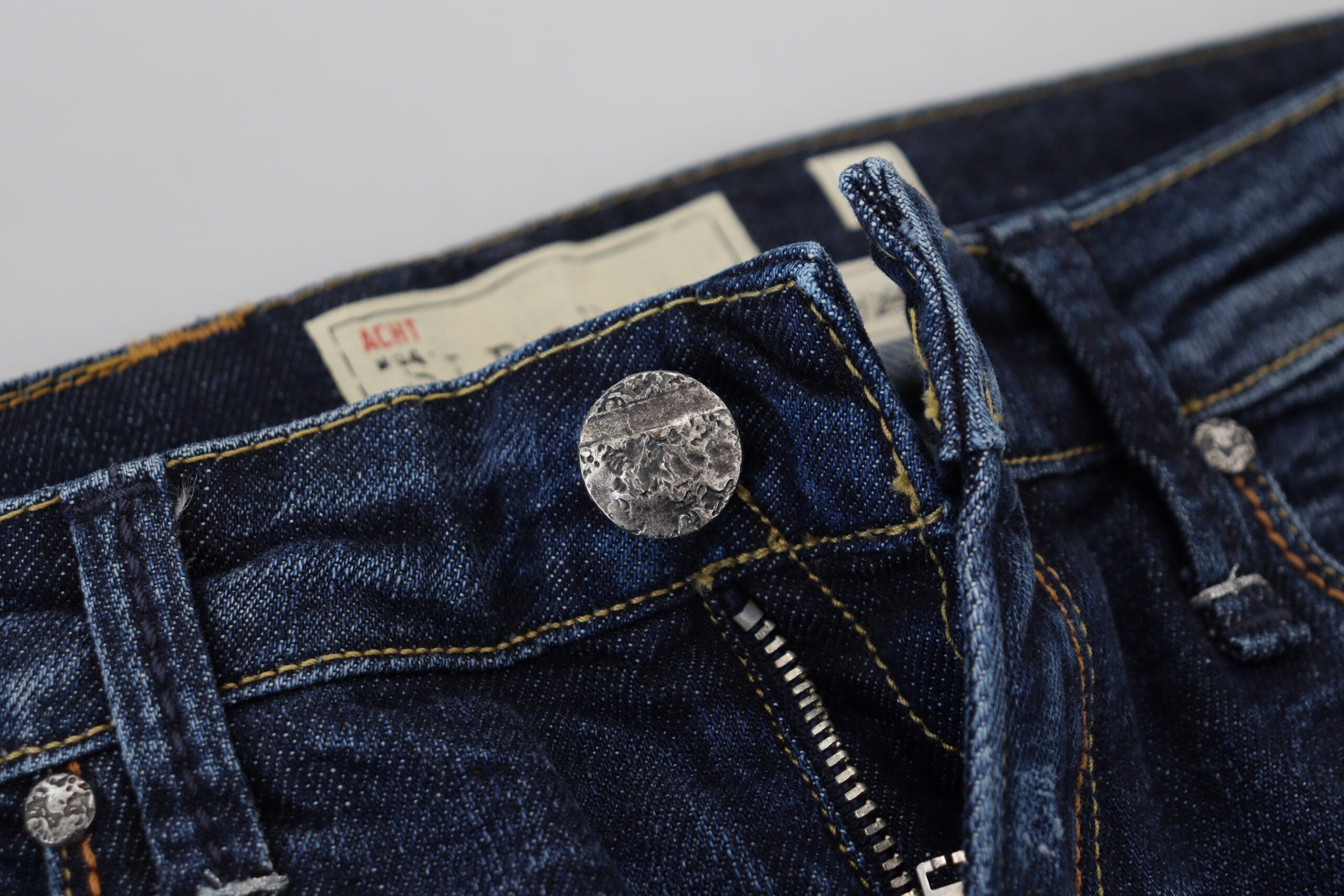 Blue Washed Cotton Low Waist Women Casual Jeans - ventzia