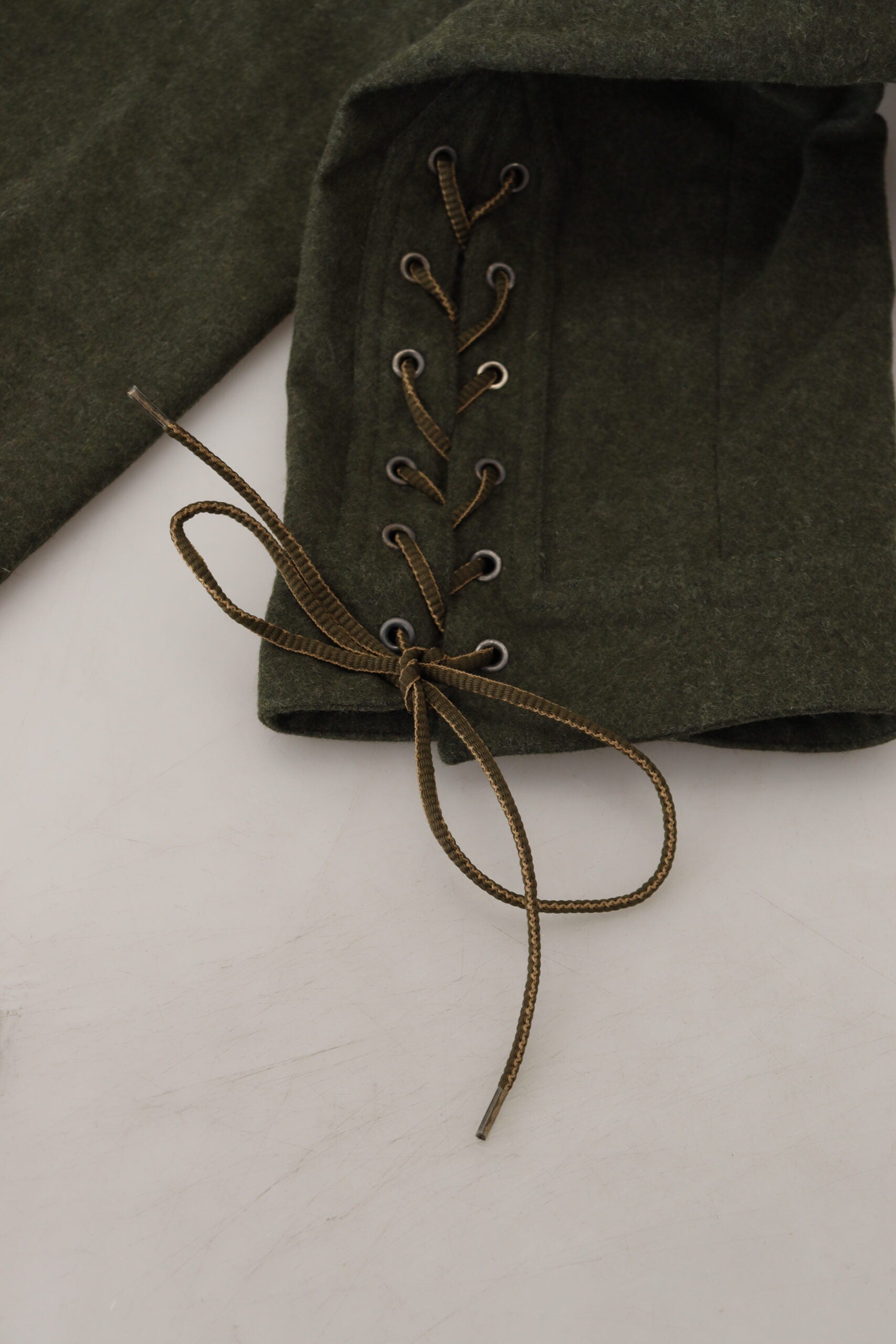 Green Lace Up Leg Women Tapered Pants - ventzia