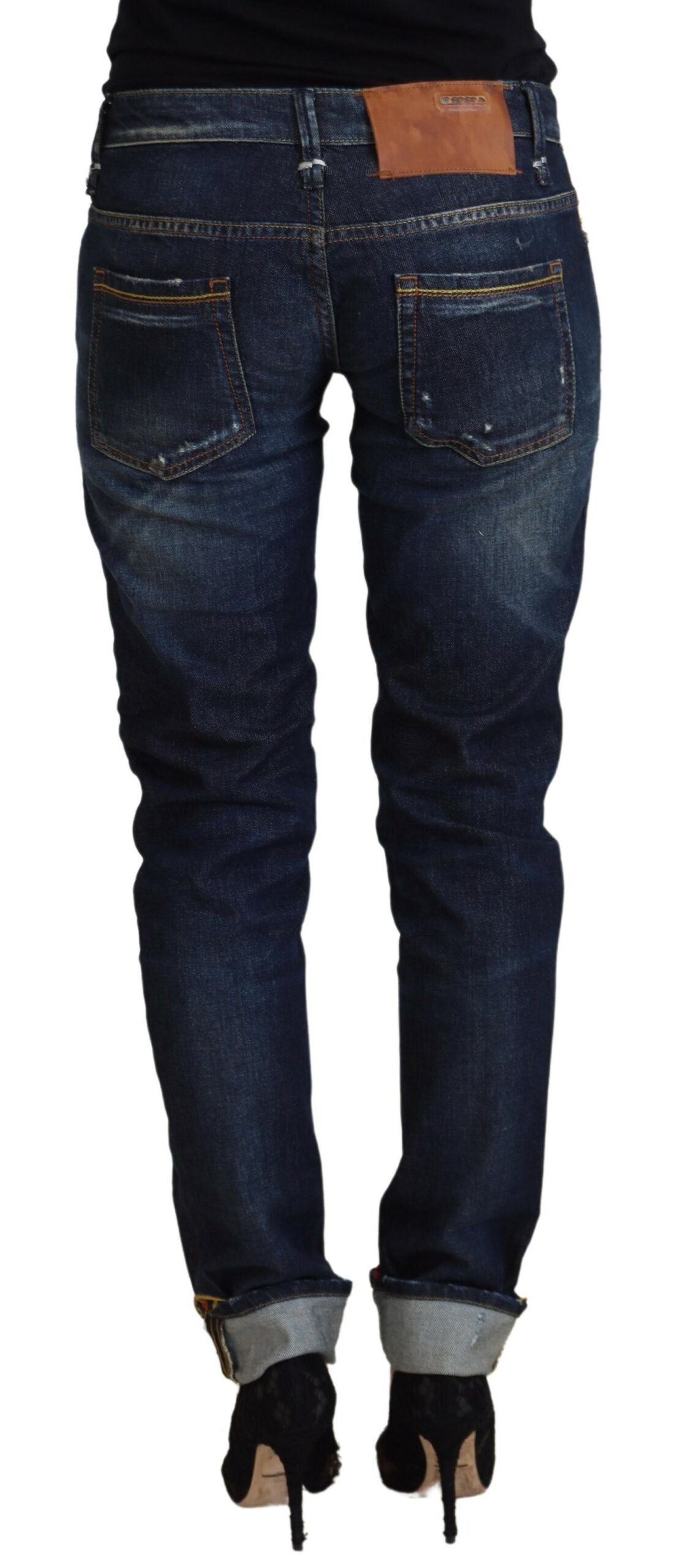 Blue Cotton Slim Fit Women Casual Denim Jeans - ventzia