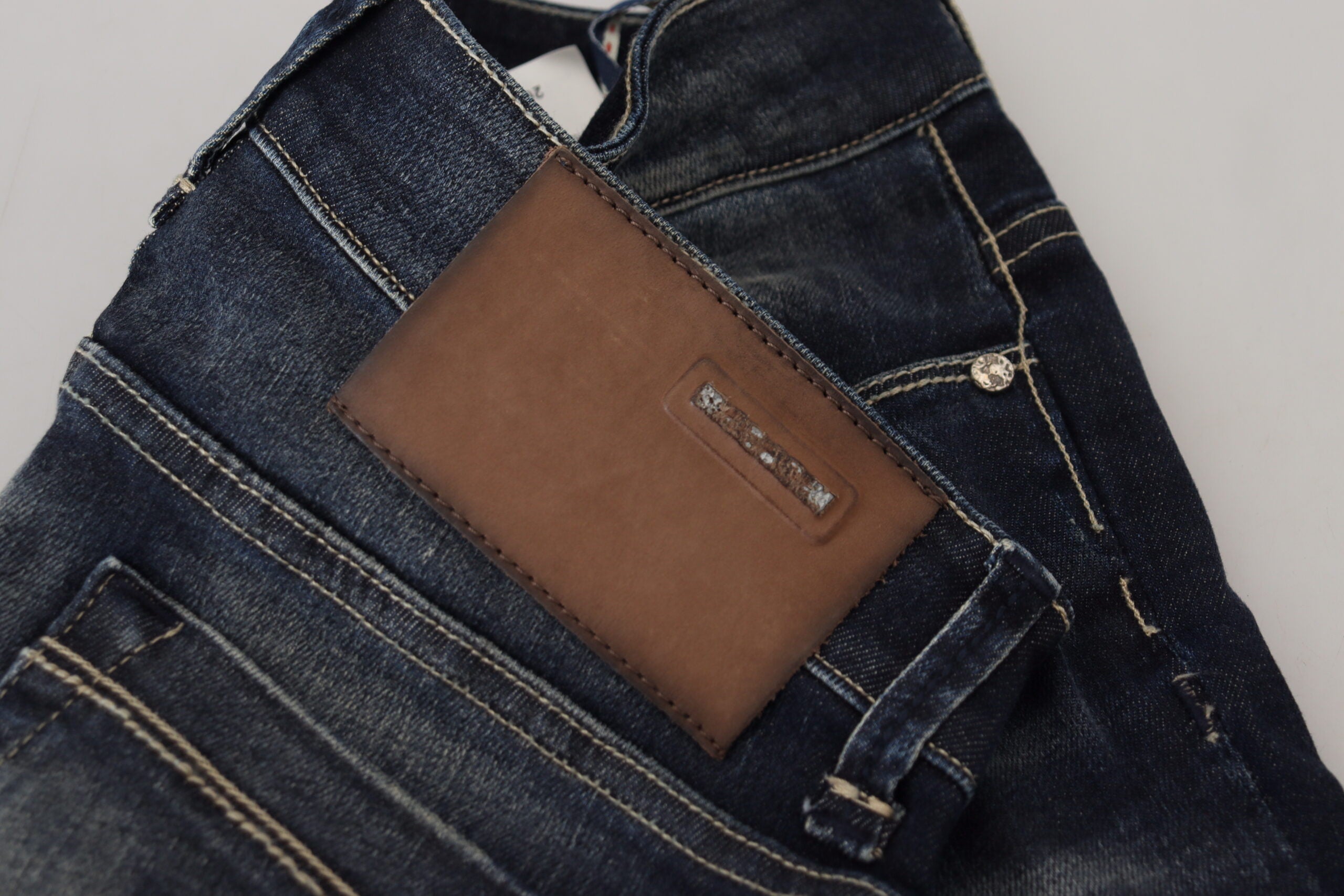 Blue Washed Cotton Slim Fit Women Denim Jeans - ventzia