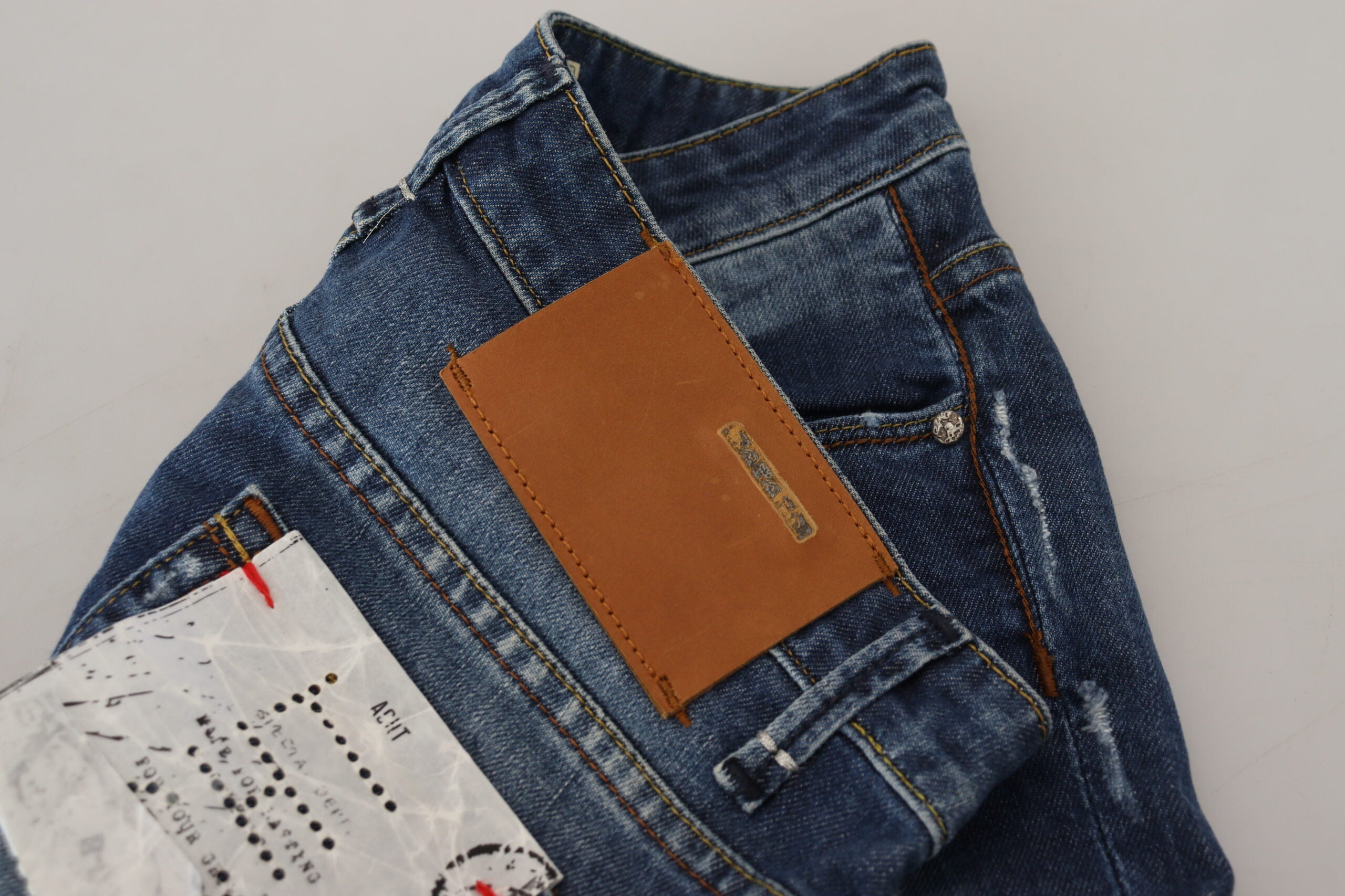Blue Washed Cotton Slim Fit Women Denim Jeans - ventzia
