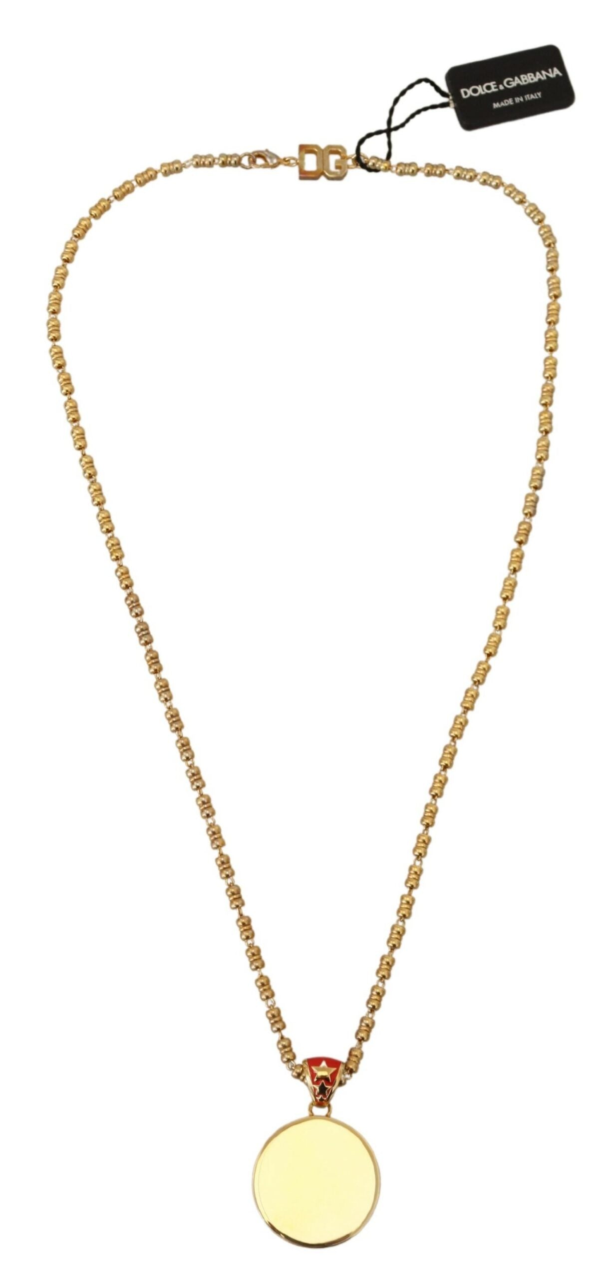 Gold Brass Chain SUPER PIG Pendant Logo Necklace - ventzia