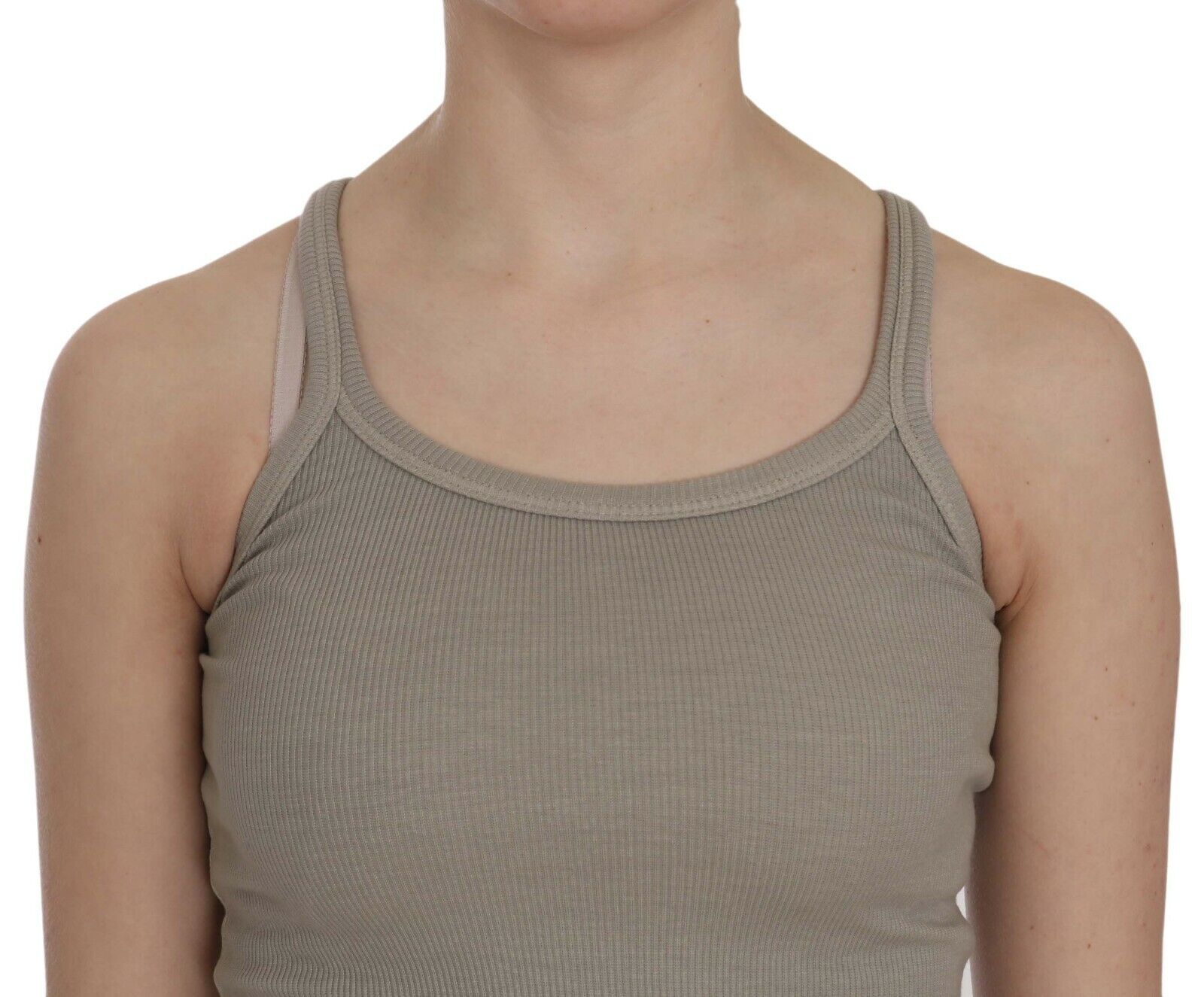 Beige Sleeveless Spaghetti Strap Tank Blouse - ventzia