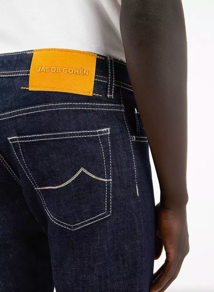 Blue Cotton Men Jeans with Straight Leg Cut - ventzia