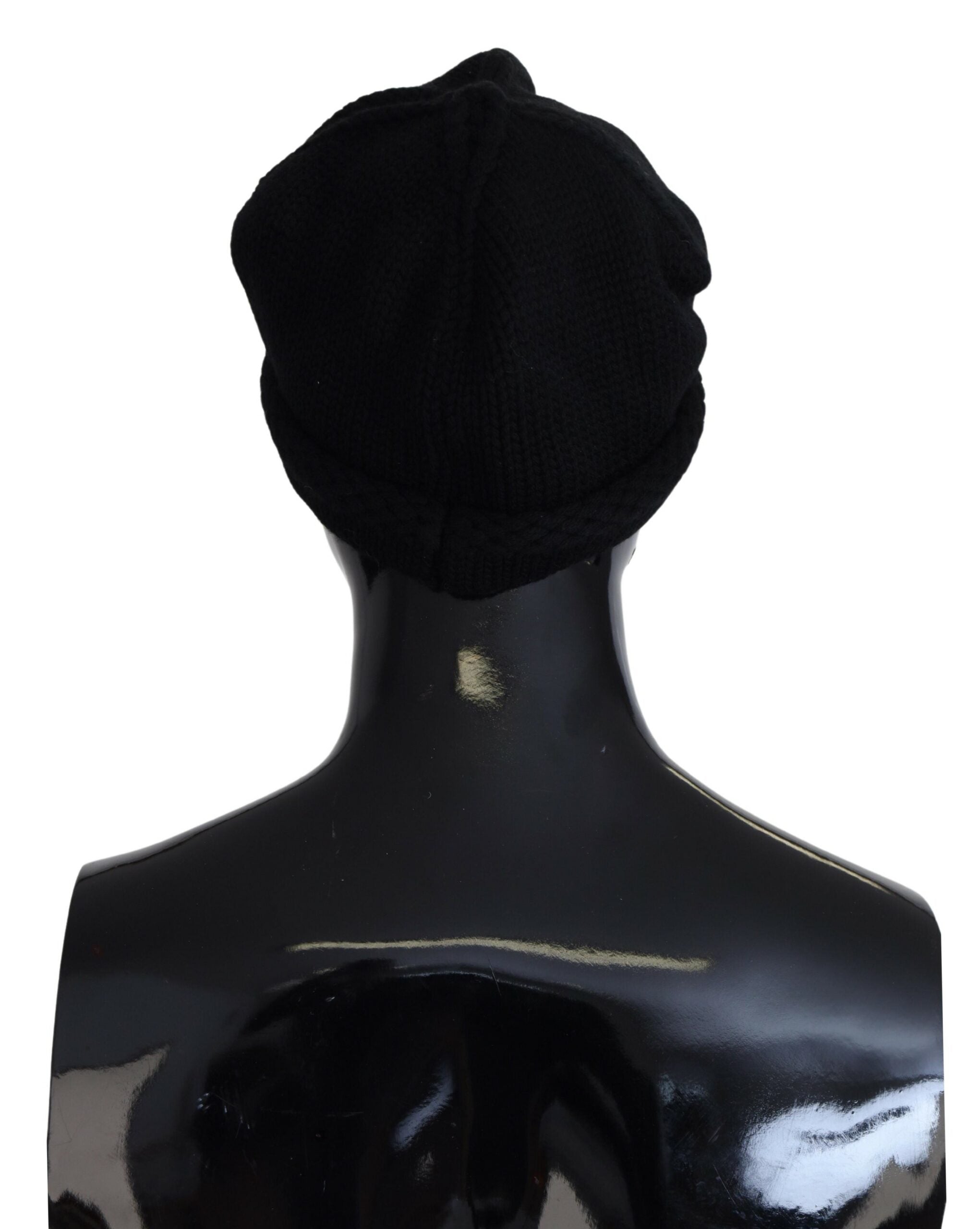 Black Virgin Wool Women Winter Beanie Cap Hat - ventzia
