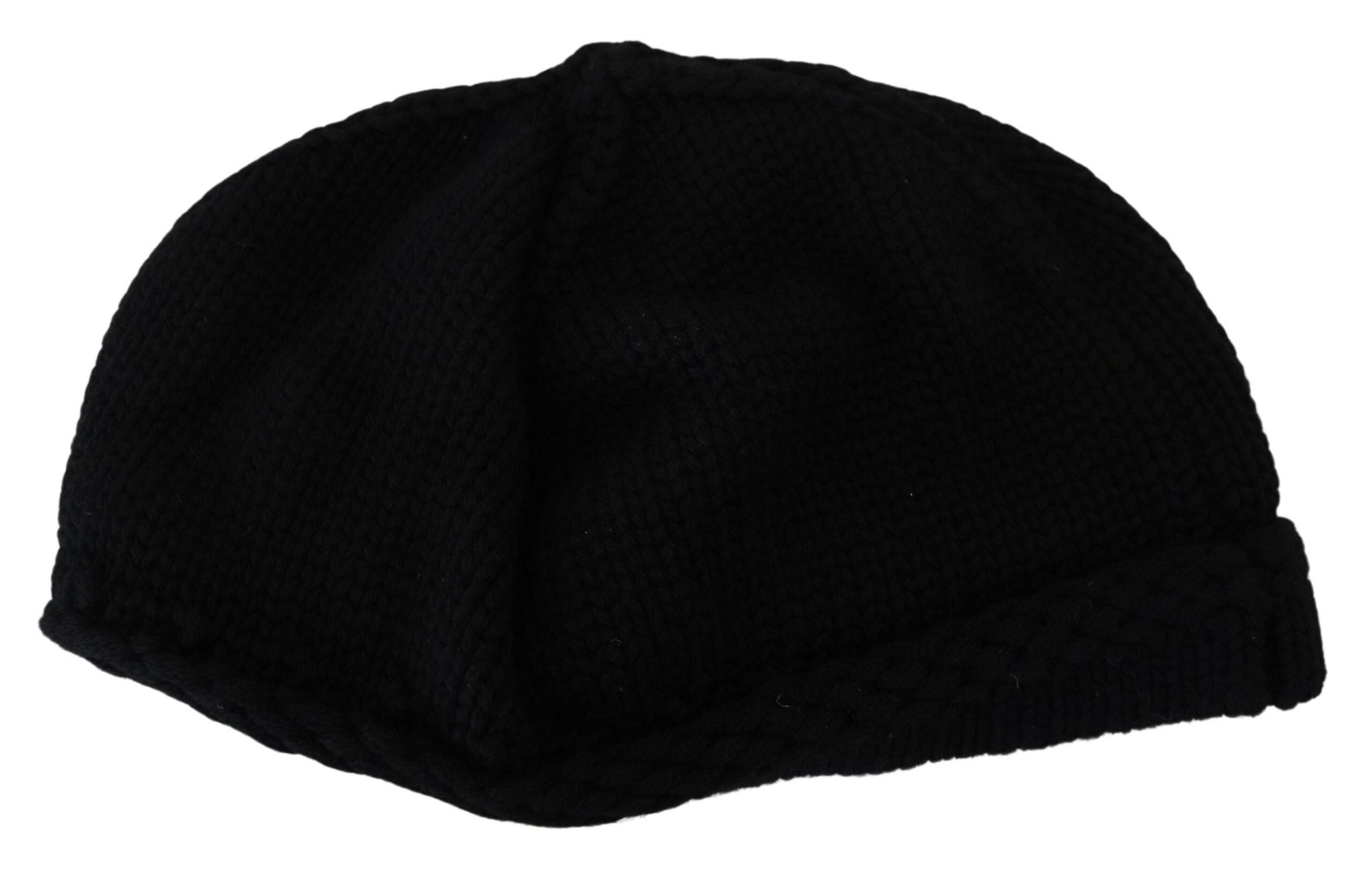Black Virgin Wool Women Winter Beanie Cap Hat - ventzia