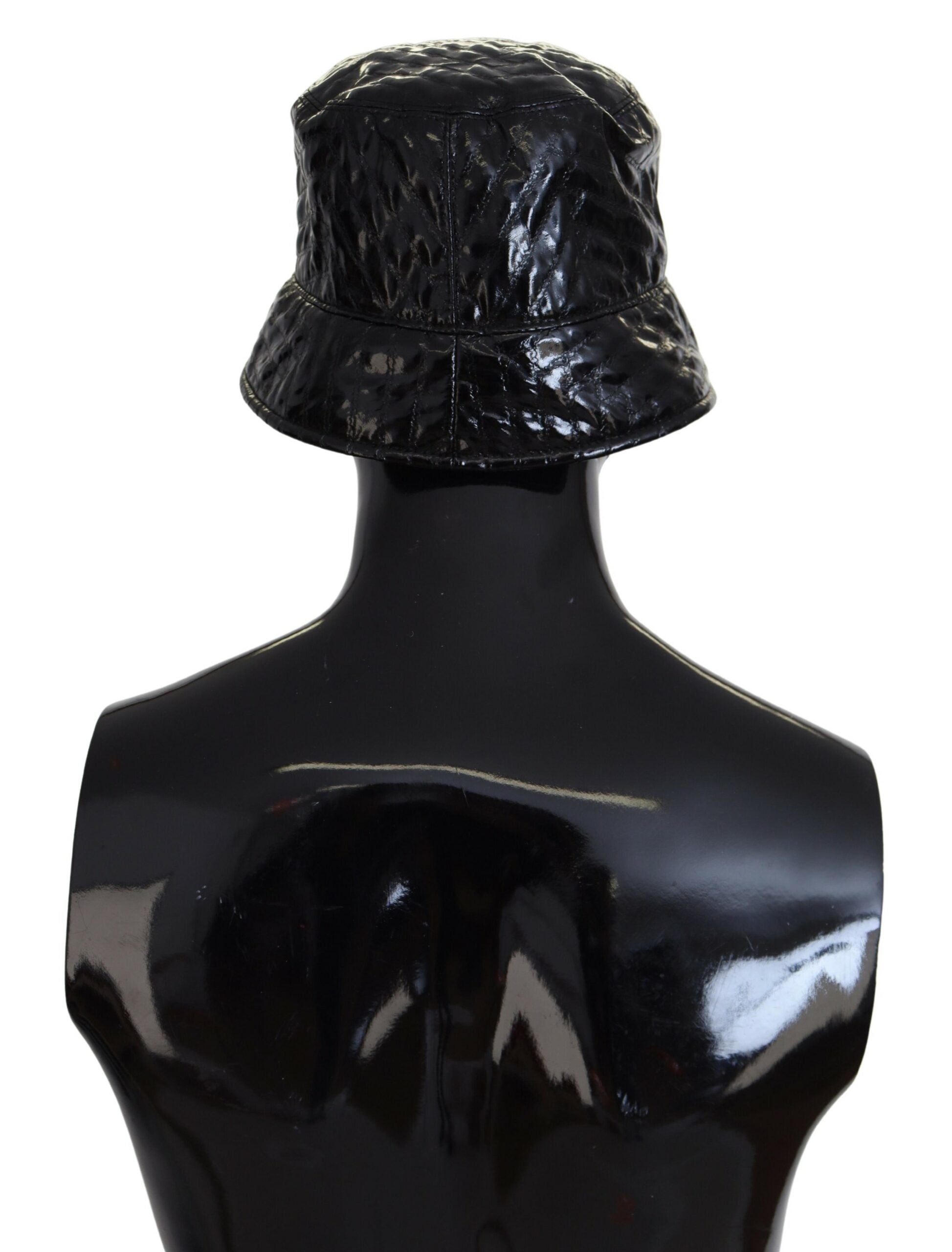Black Quilted Faux Leather Women Bucket Cap Hat - ventzia