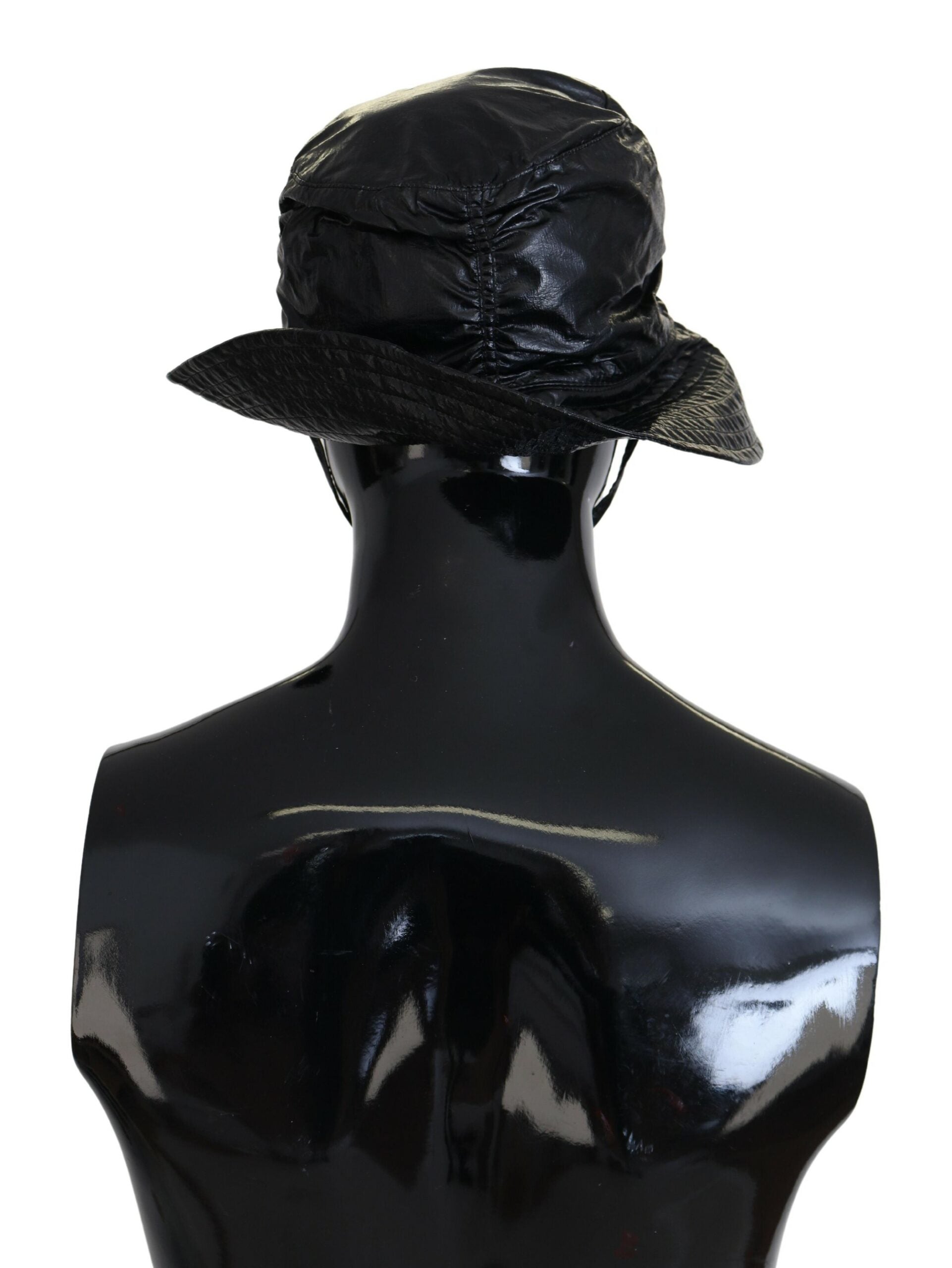 Black Quilted Faux Leather Women Bucket Cap Hat - ventzia