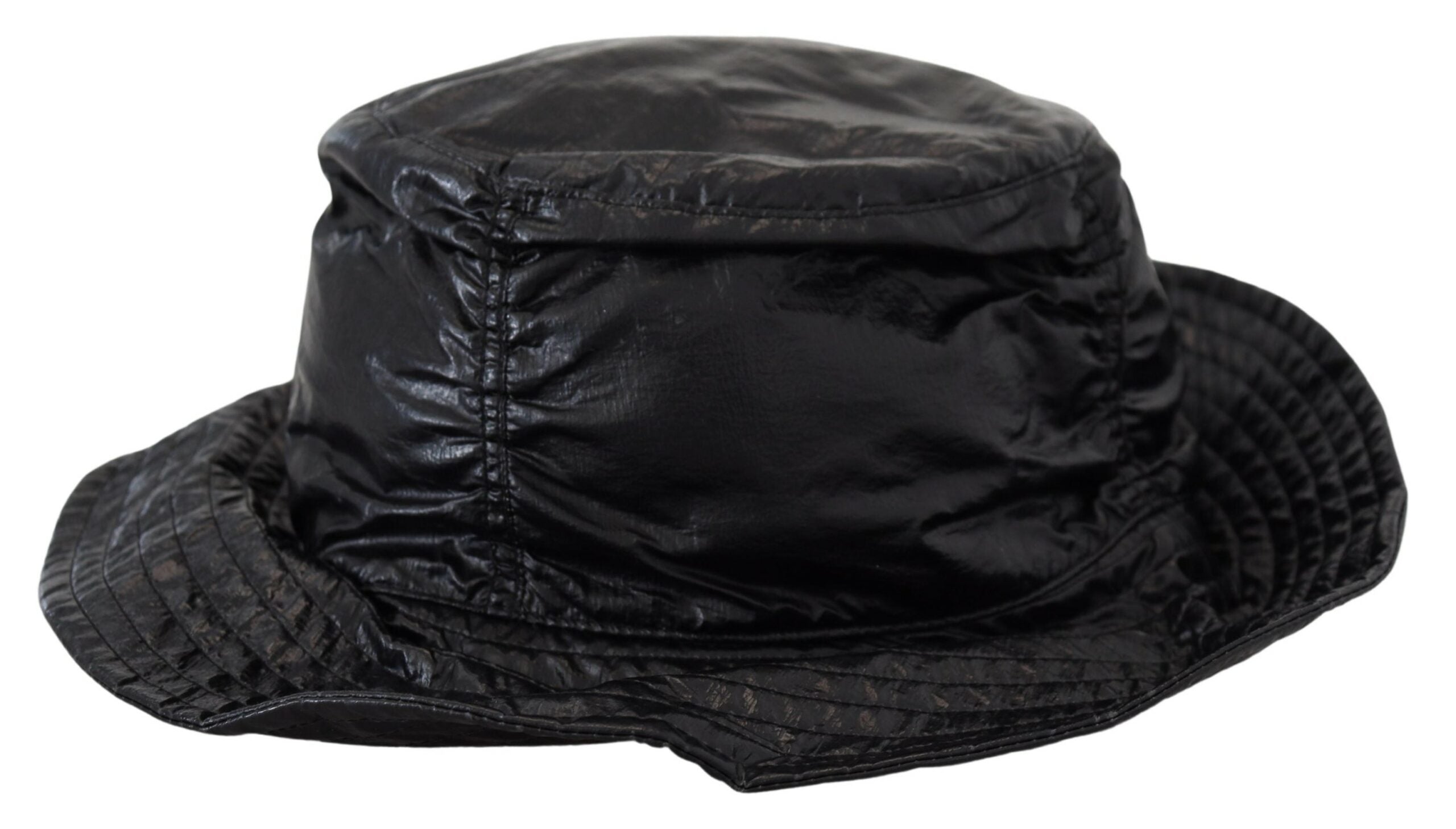 Black Quilted Faux Leather Women Bucket Cap Hat - ventzia