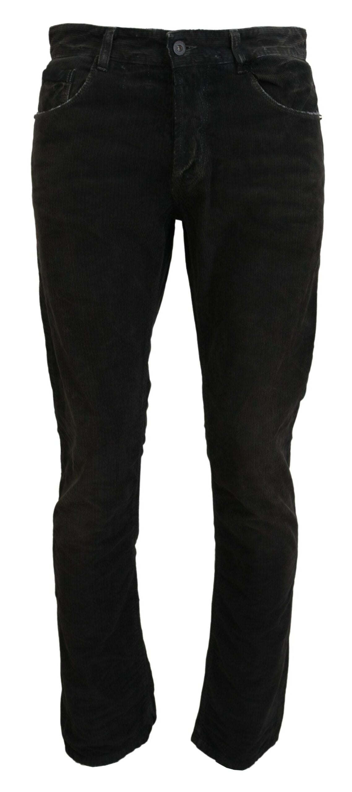 Gray Cotton Corduroy Men Casual Jeans - ventzia