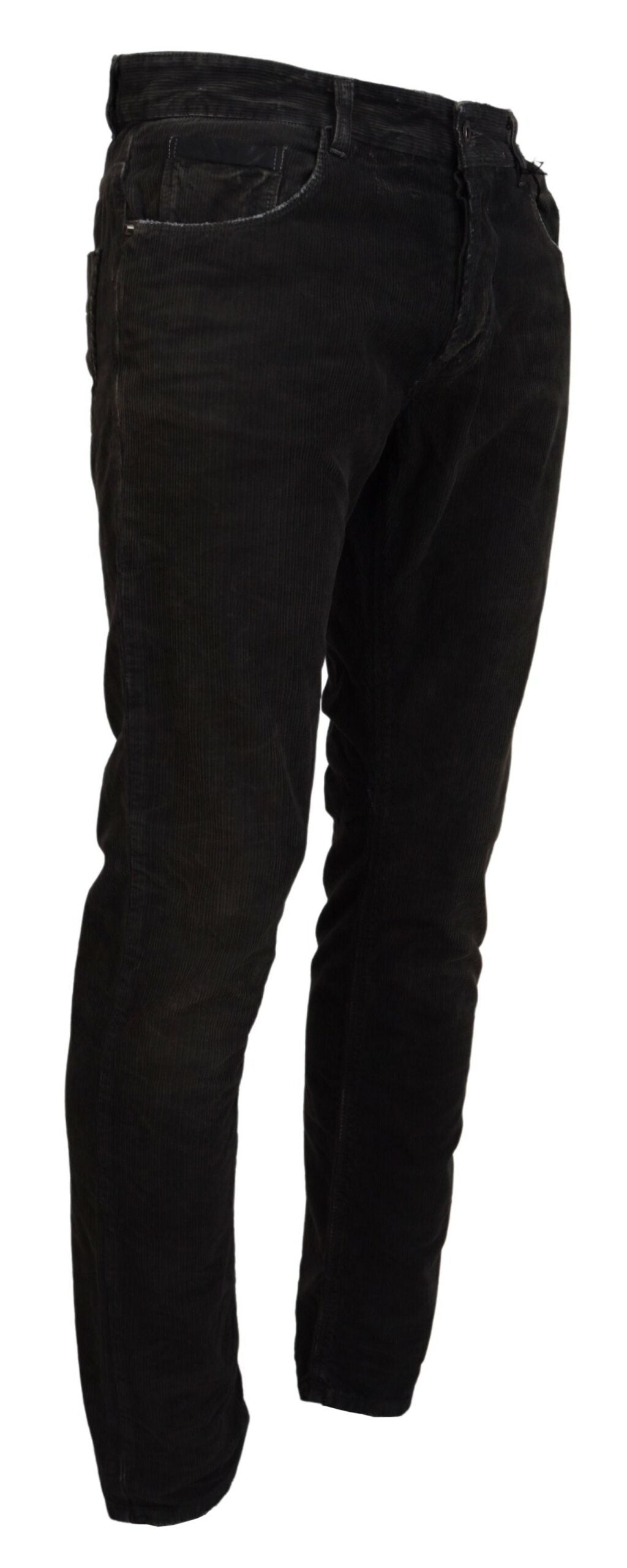 Gray Cotton Corduroy Men Casual Jeans - ventzia