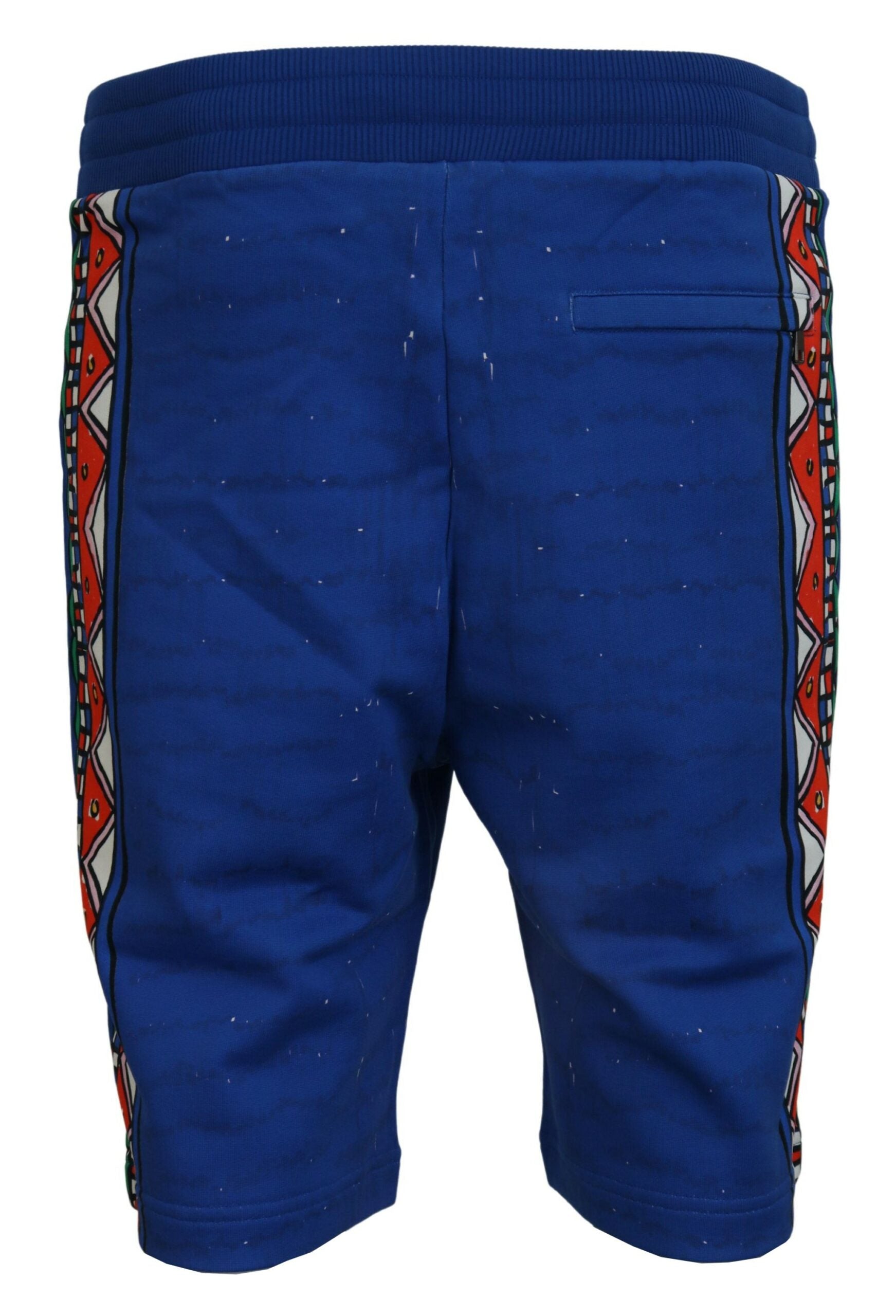 Blue Cotton Printed Bermuda Shorts - ventzia