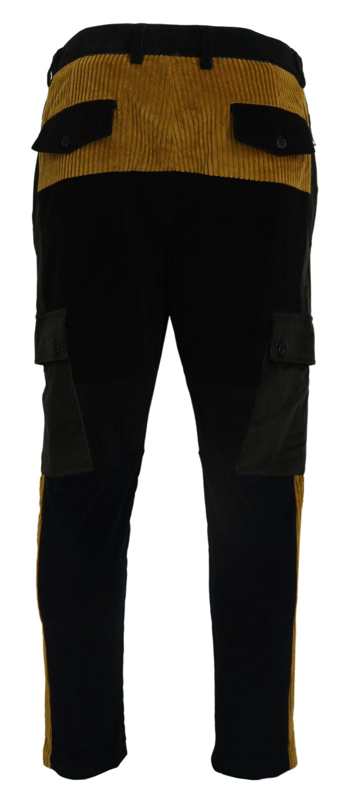 Black Yellow Cotton Men Pants - ventzia