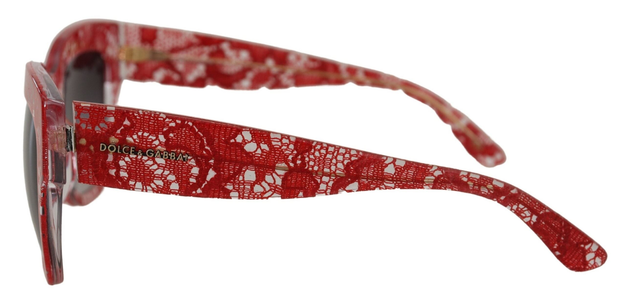 Red DG4231F Lace Acetate Rectangle Shades Sunglasses - ventzia
