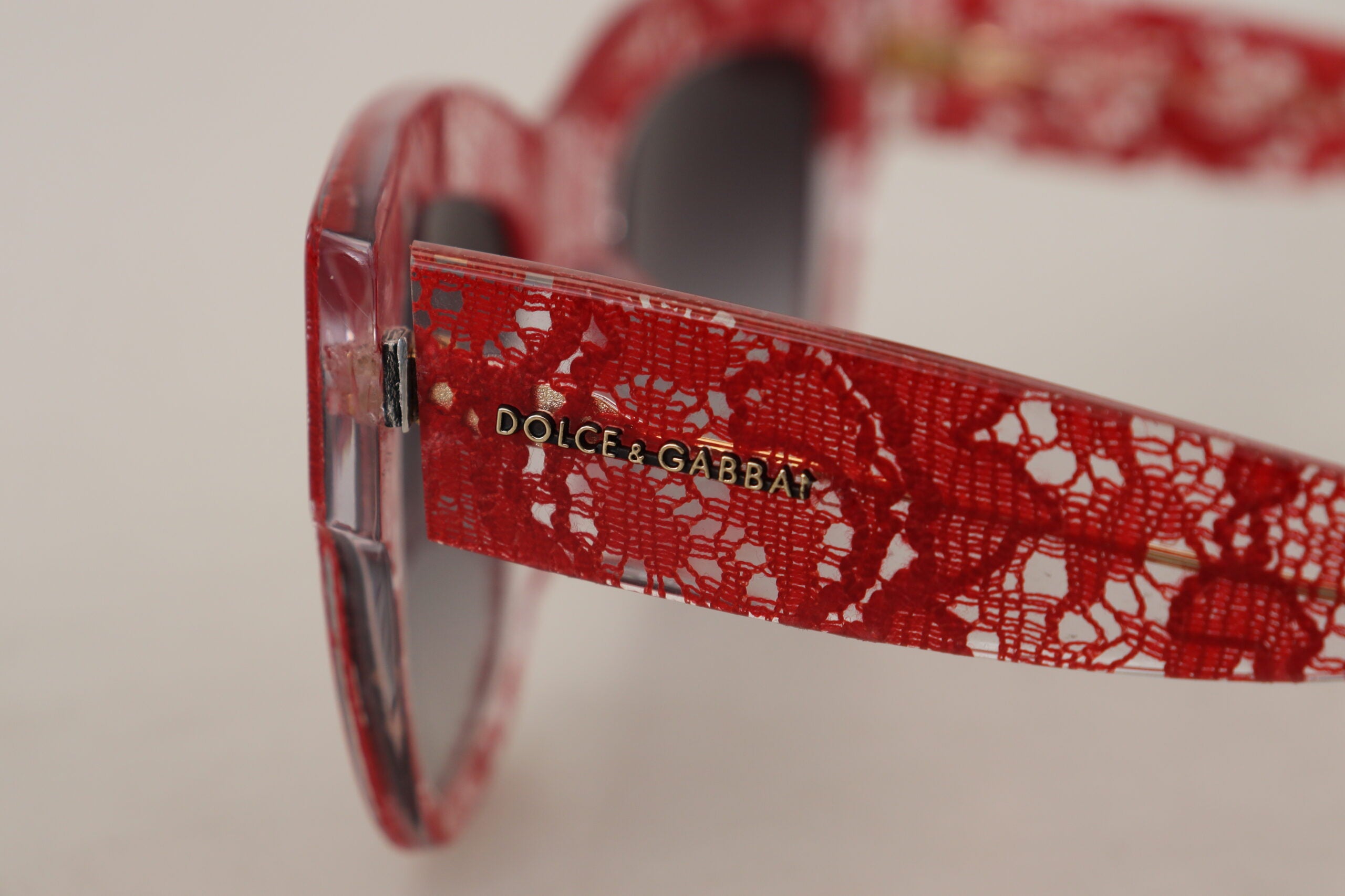Red DG4231F Lace Acetate Rectangle Shades Sunglasses - ventzia