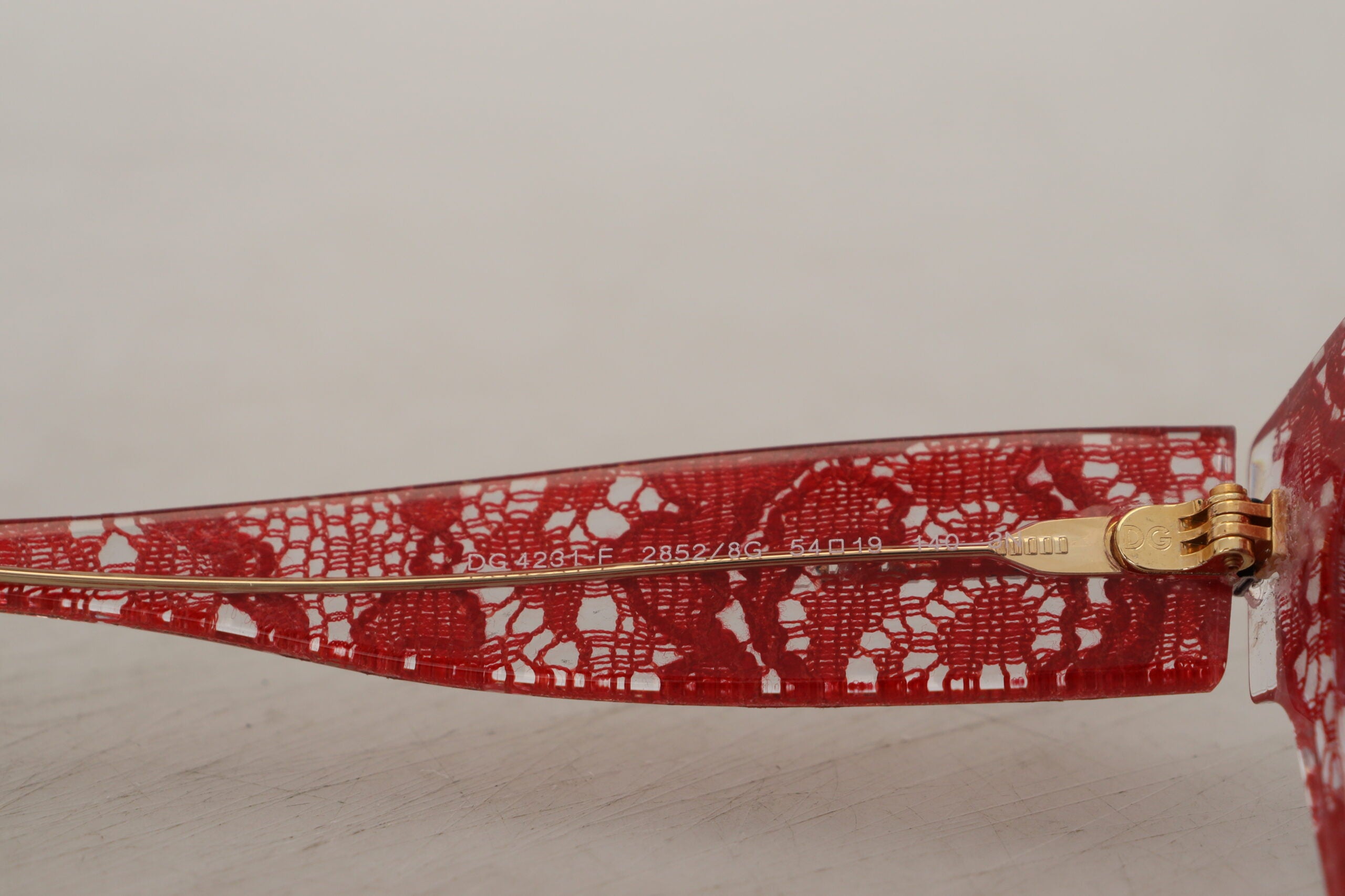 Red DG4231F Lace Acetate Rectangle Shades Sunglasses - ventzia
