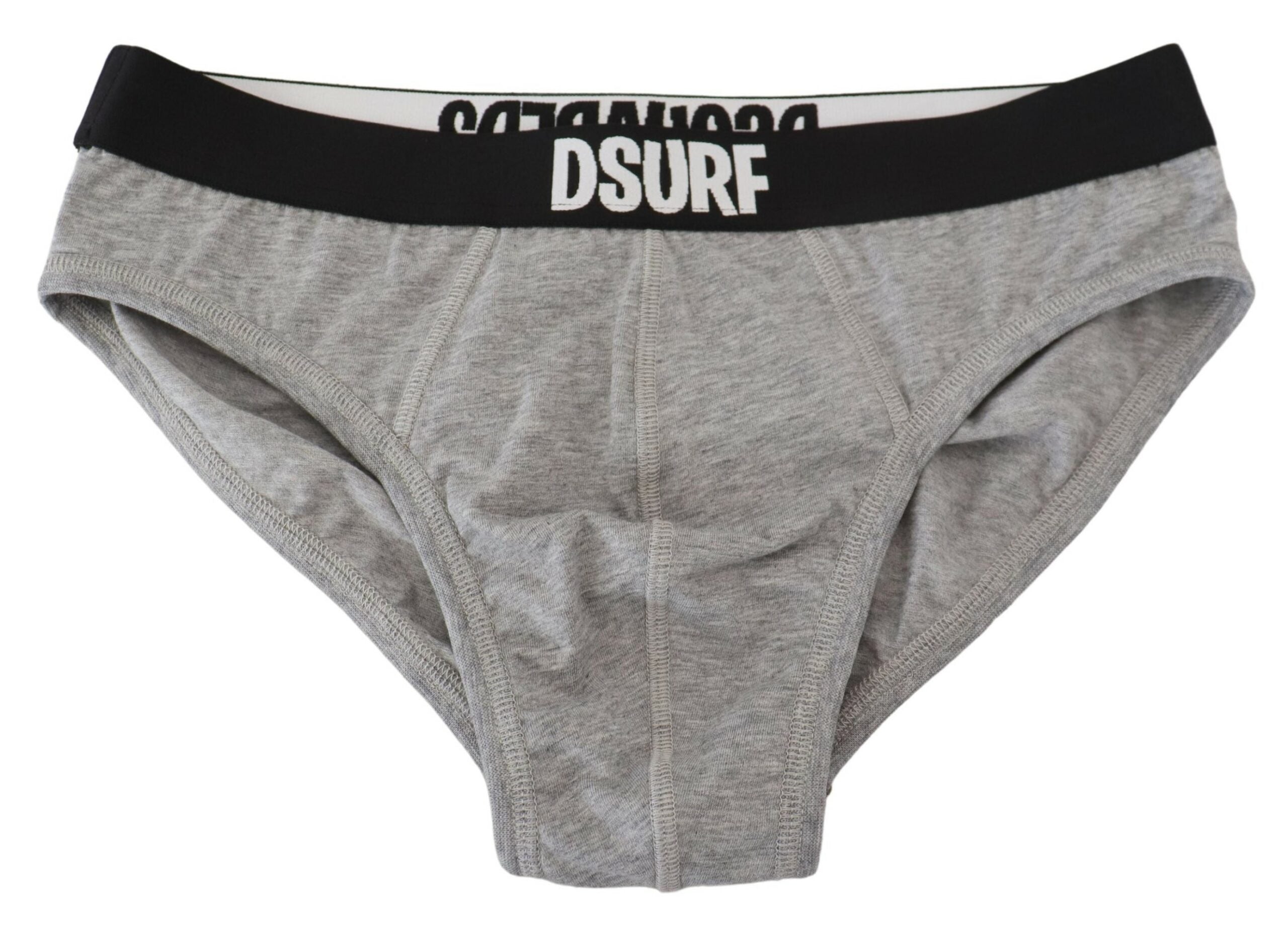 Gray DSURF Logo Cotton Stretch Men Brief Underwear - ventzia
