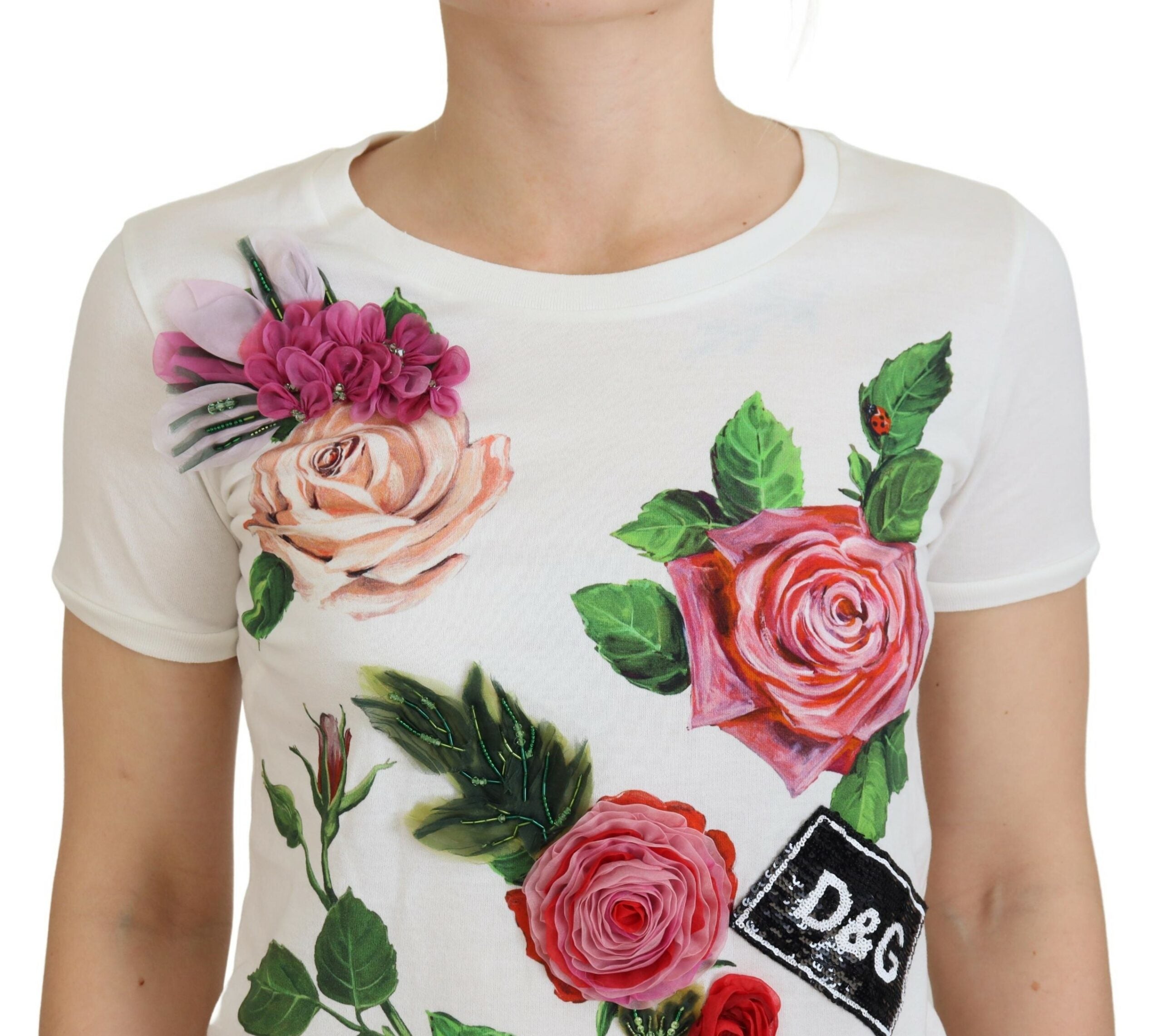 White Rose DGLogo Printed Short Sleeves Top - ventzia