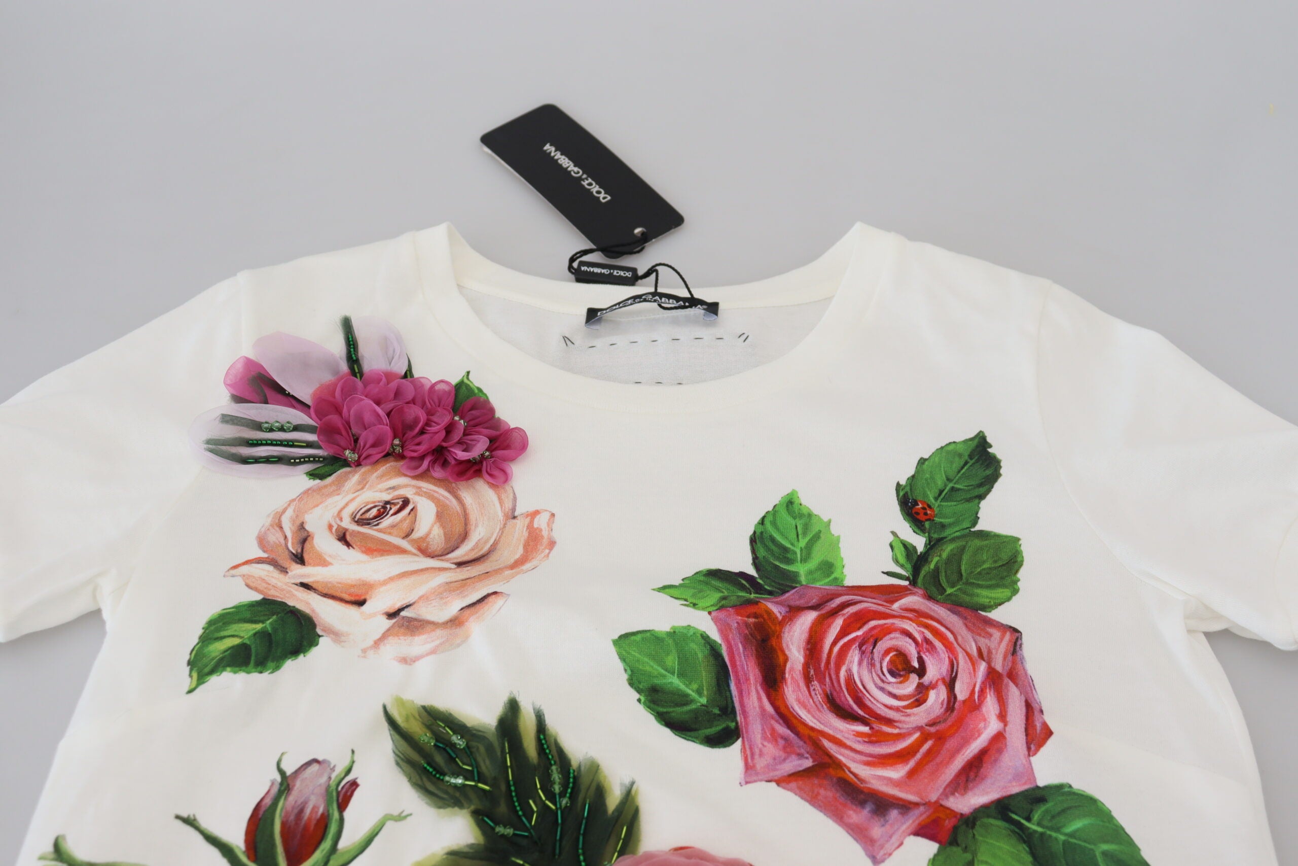 White Rose DGLogo Printed Short Sleeves Top - ventzia