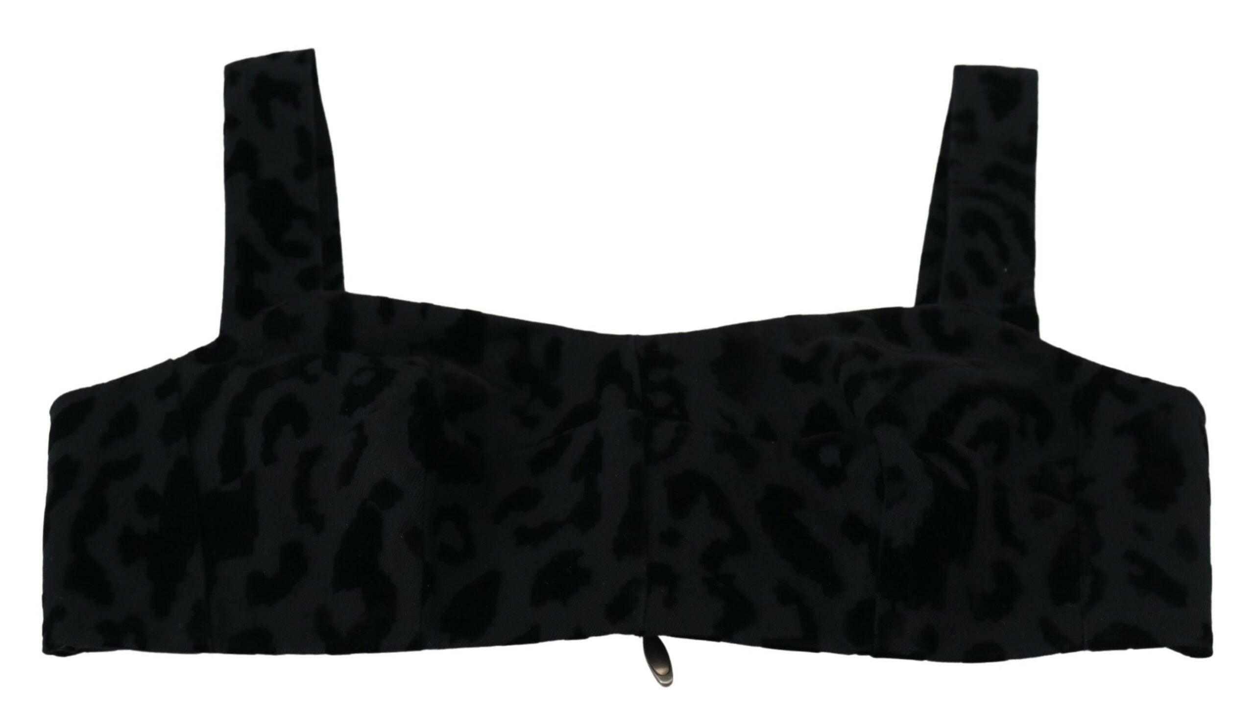 Black Leopard Cropped Bustier Corset Bra Top - ventzia