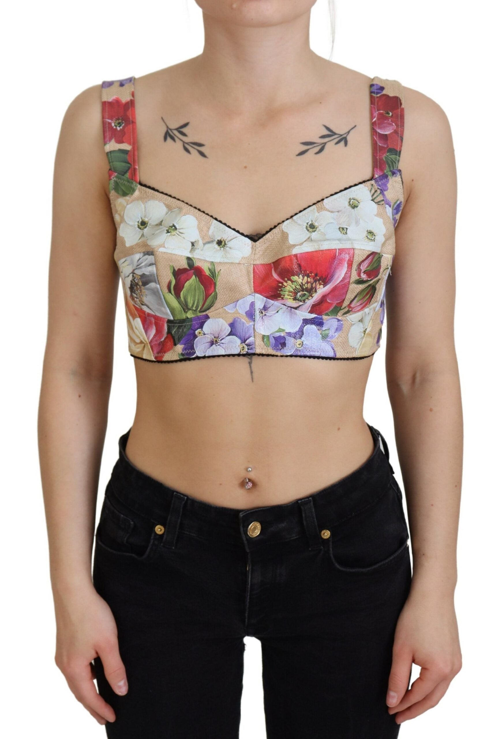 Multicolor Floral Cropped Bustier Corset Top - ventzia
