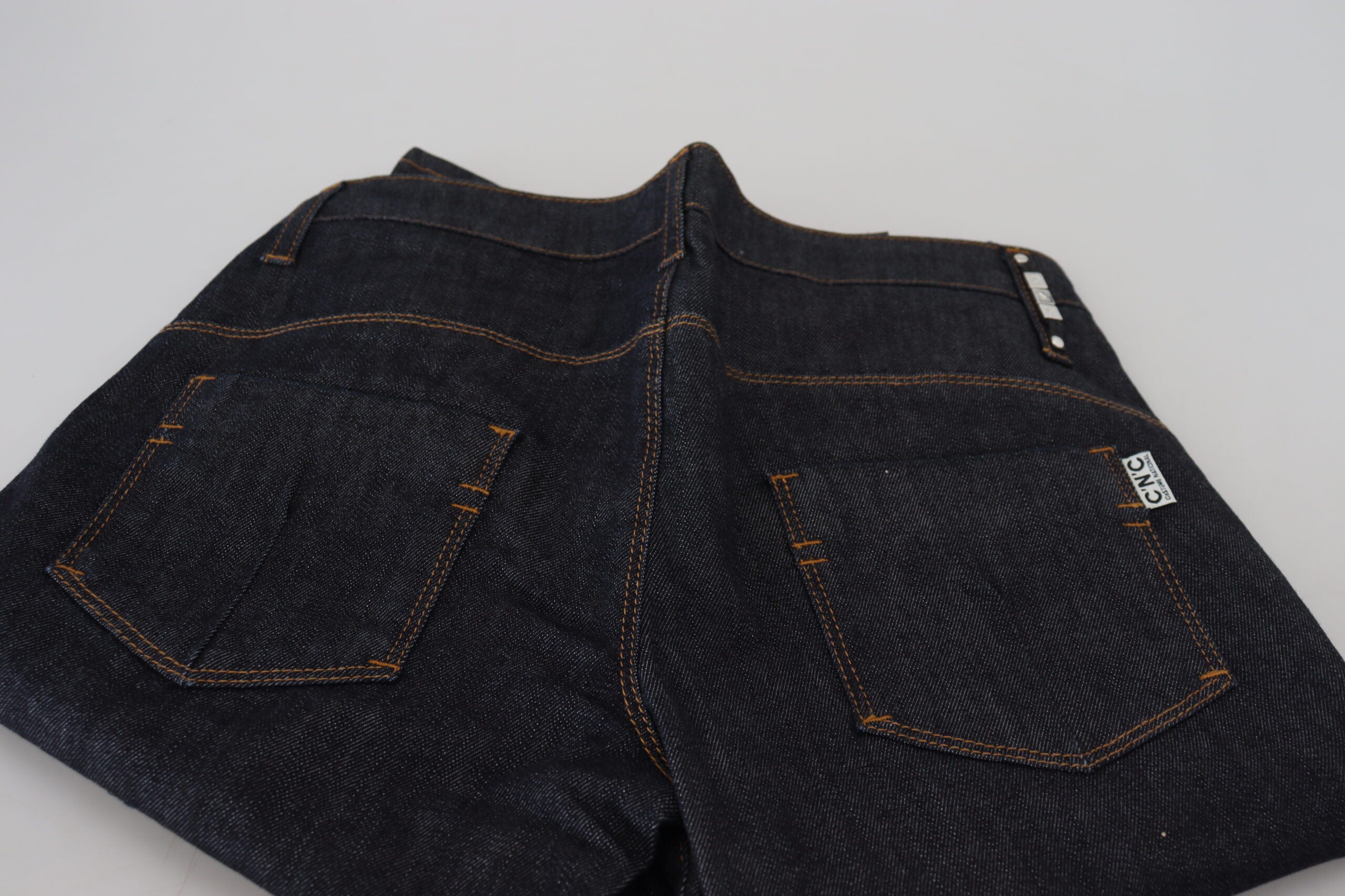 Blue Low Waist Straight Denim Pants Jeans - ventzia