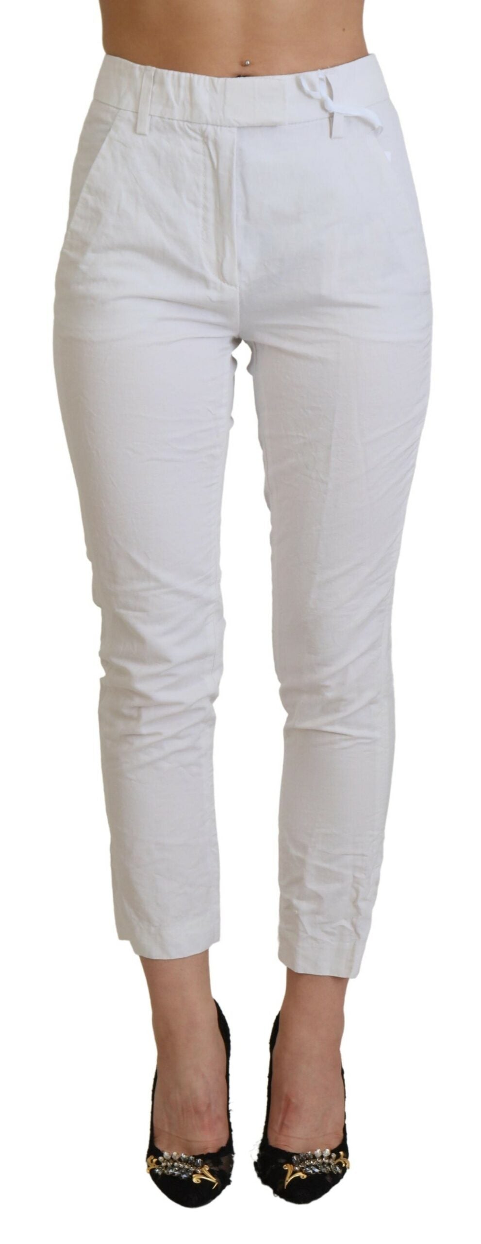 White High Waist Tapered Women Pants - ventzia