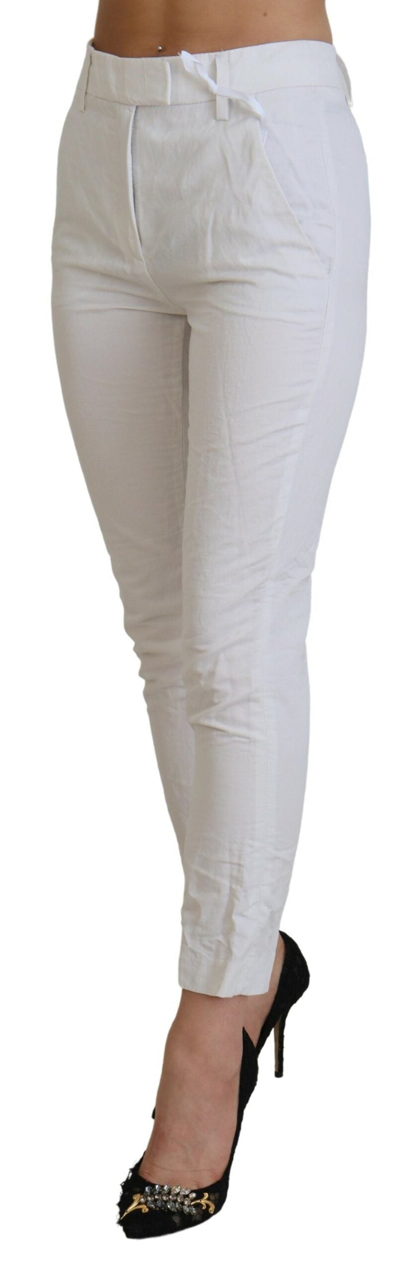 White High Waist Tapered Women Pants - ventzia