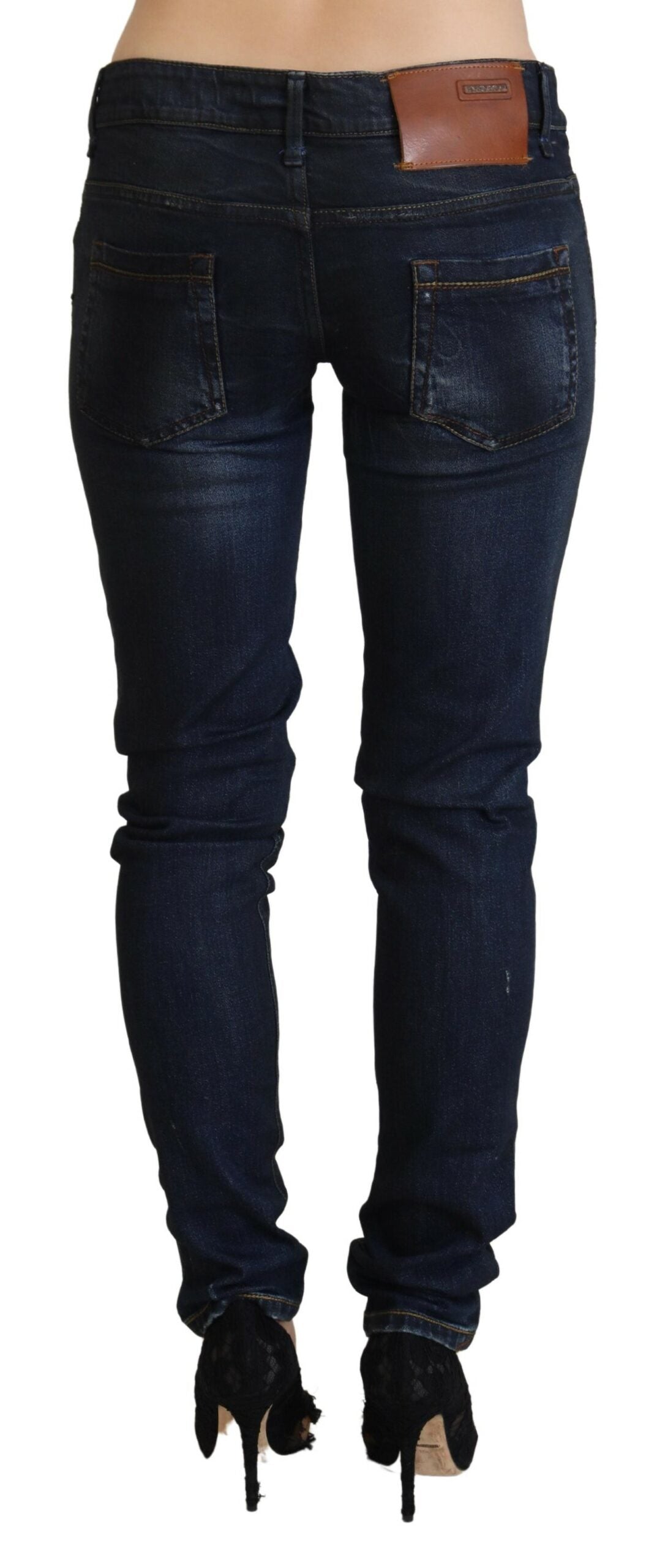 Blue Low Waist Slim Fit Women Denim Jeans - ventzia