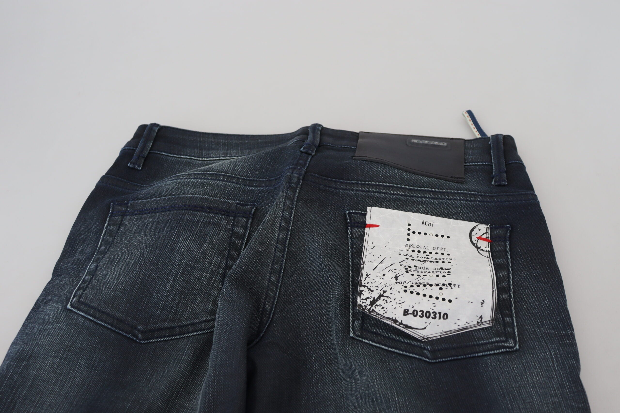 Blue Washed Low Waist Slim Fit Cotton Denim Jeans - ventzia