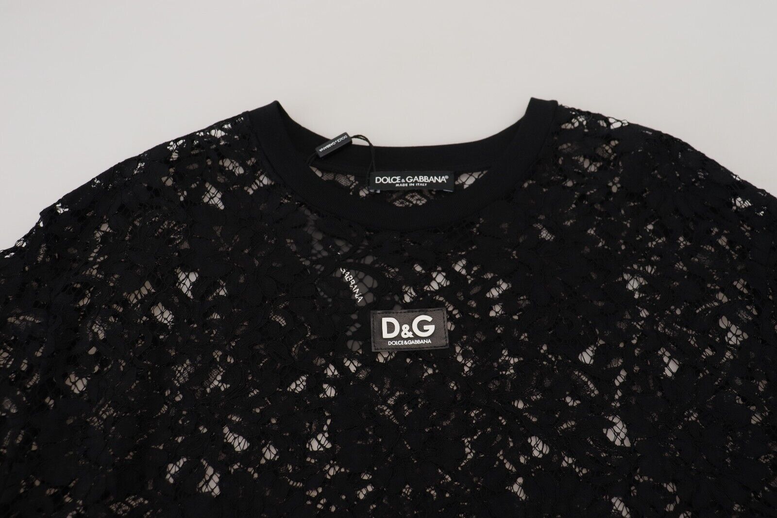 Black Floral Lace Cotton Shift Mini Dress - ventzia