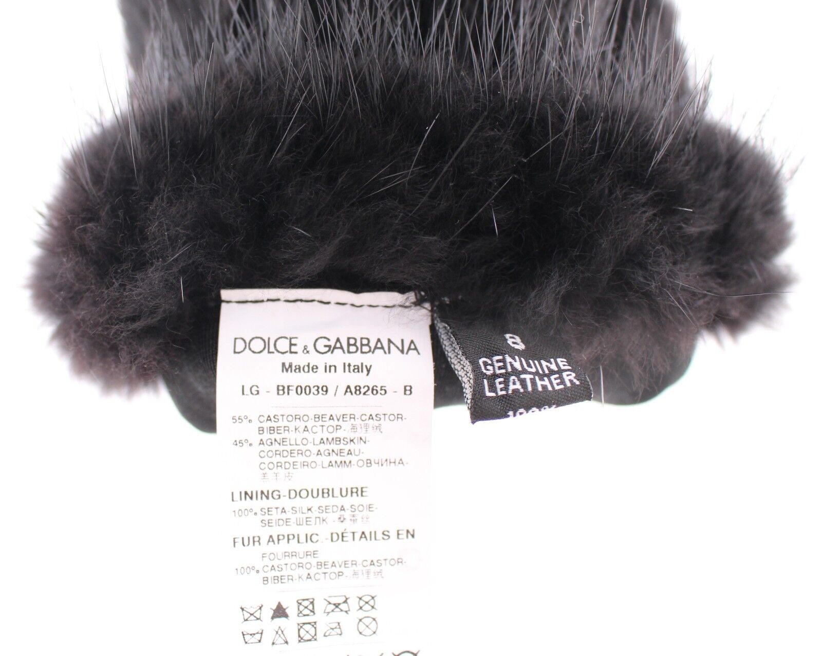 Black Beaver Fur Lambskin Leather Elbow Gloves - ventzia