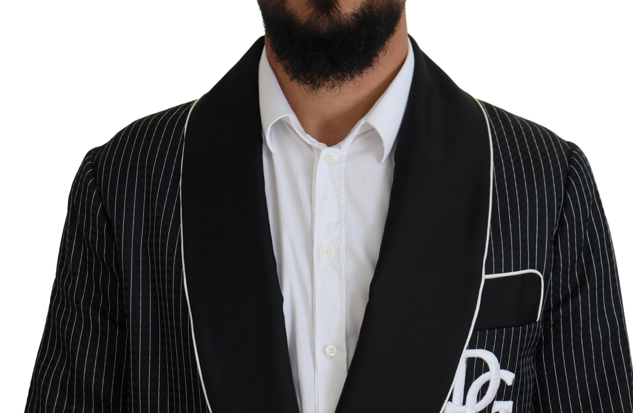 Black Robe Striped DG Patch Jacket Men Blazer - ventzia