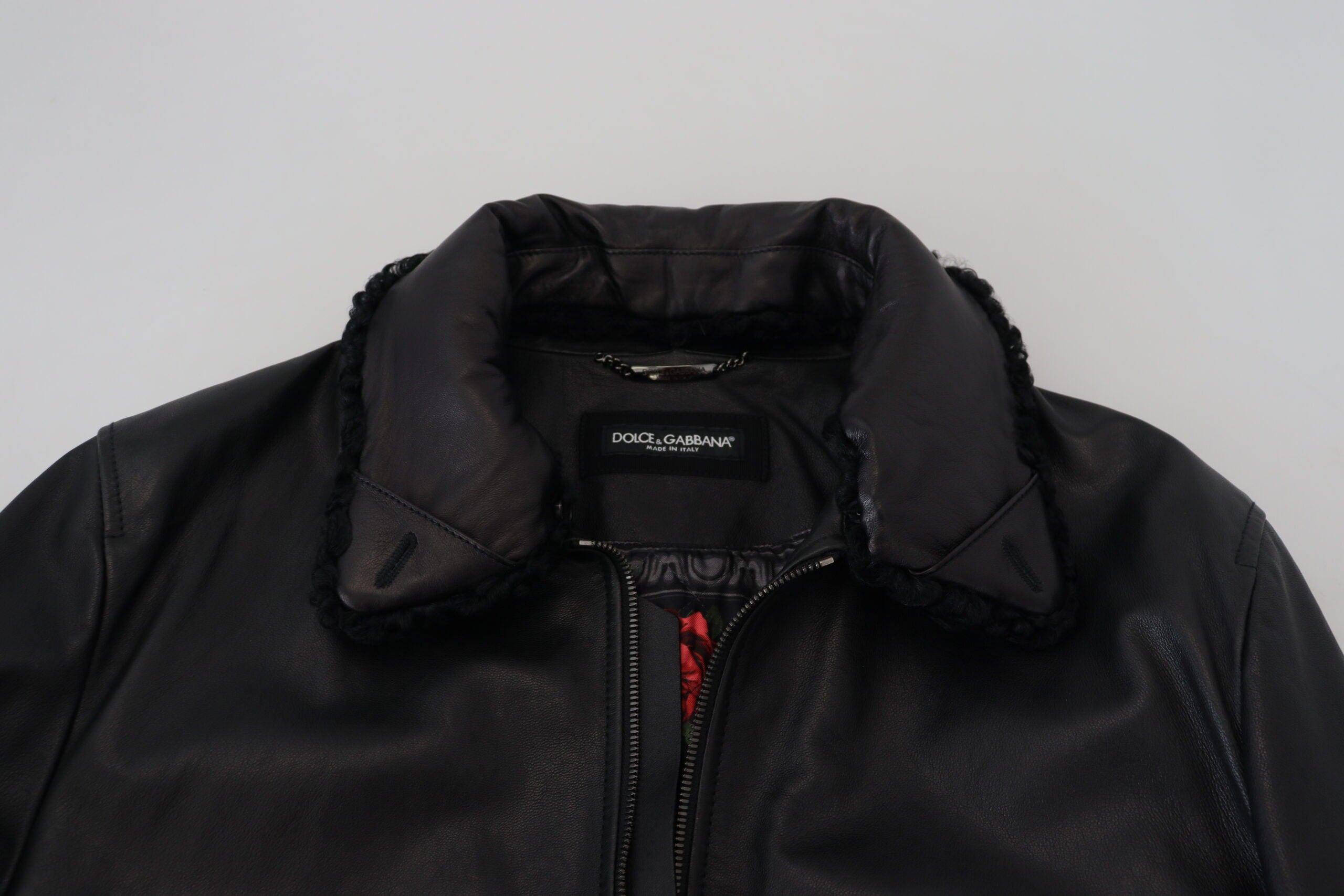 Black Lamb Leather Collared Men Coat Jacket - ventzia