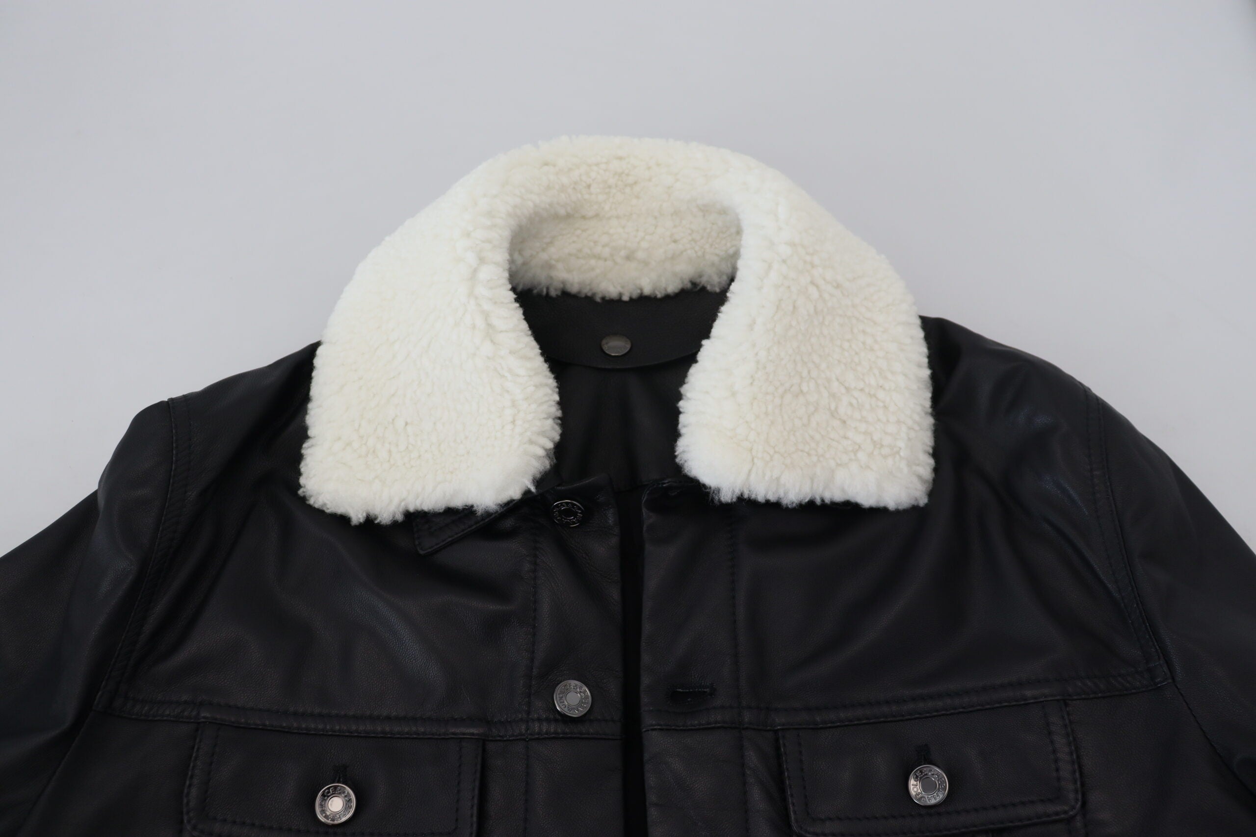 Black Lamb Leather Collared Men Coat Jacket - ventzia