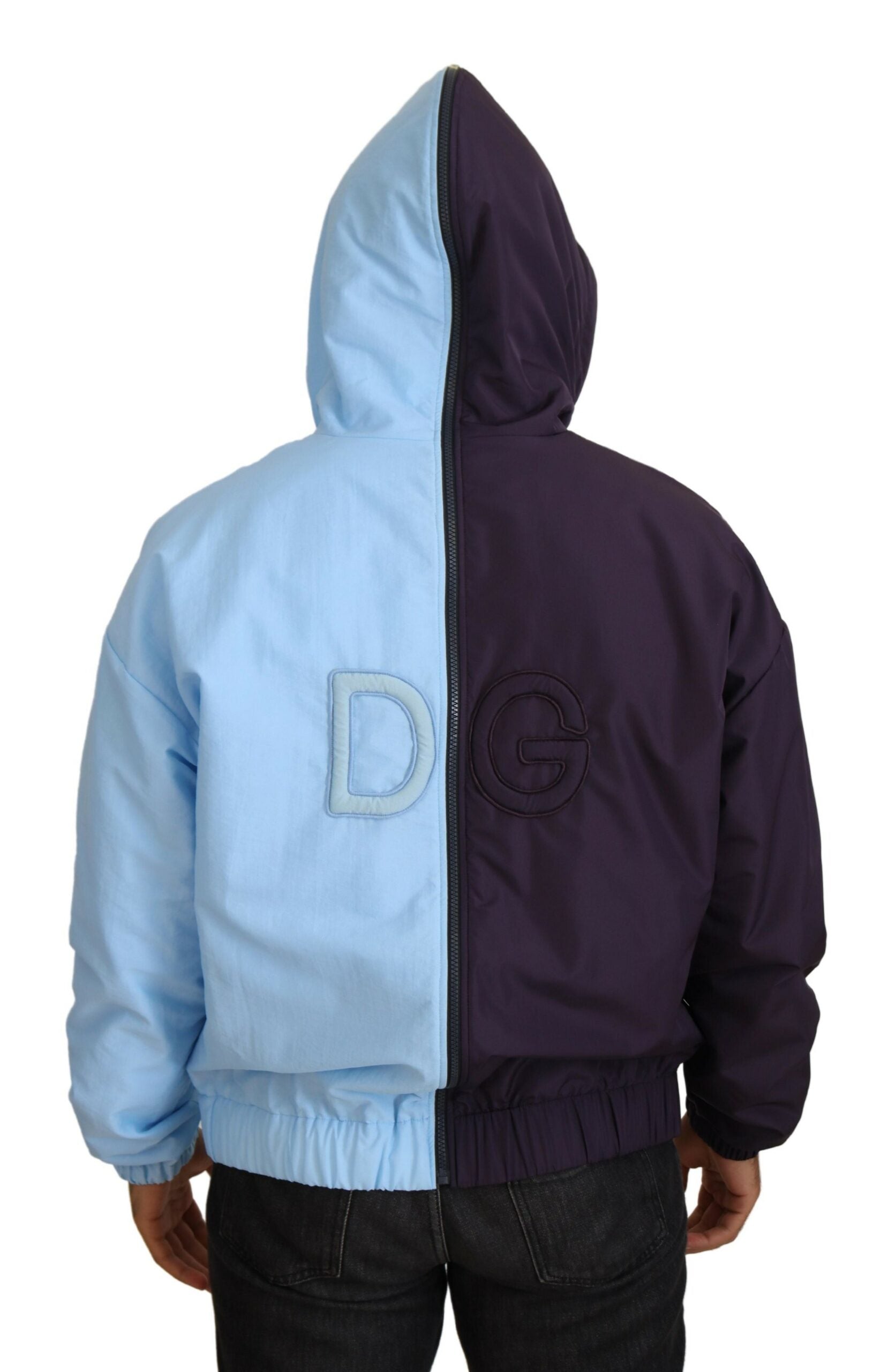 Black Blue DG Hooded Full Zip Men Jacket - ventzia