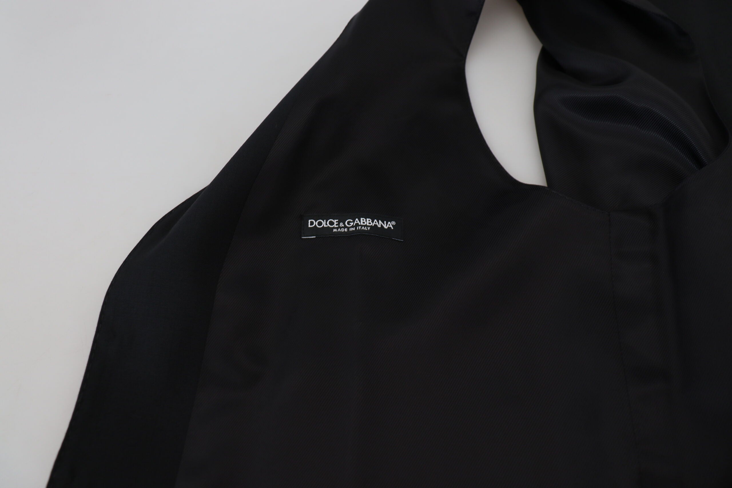 Black Virgin Wool Waistcoat Formal Vest - ventzia
