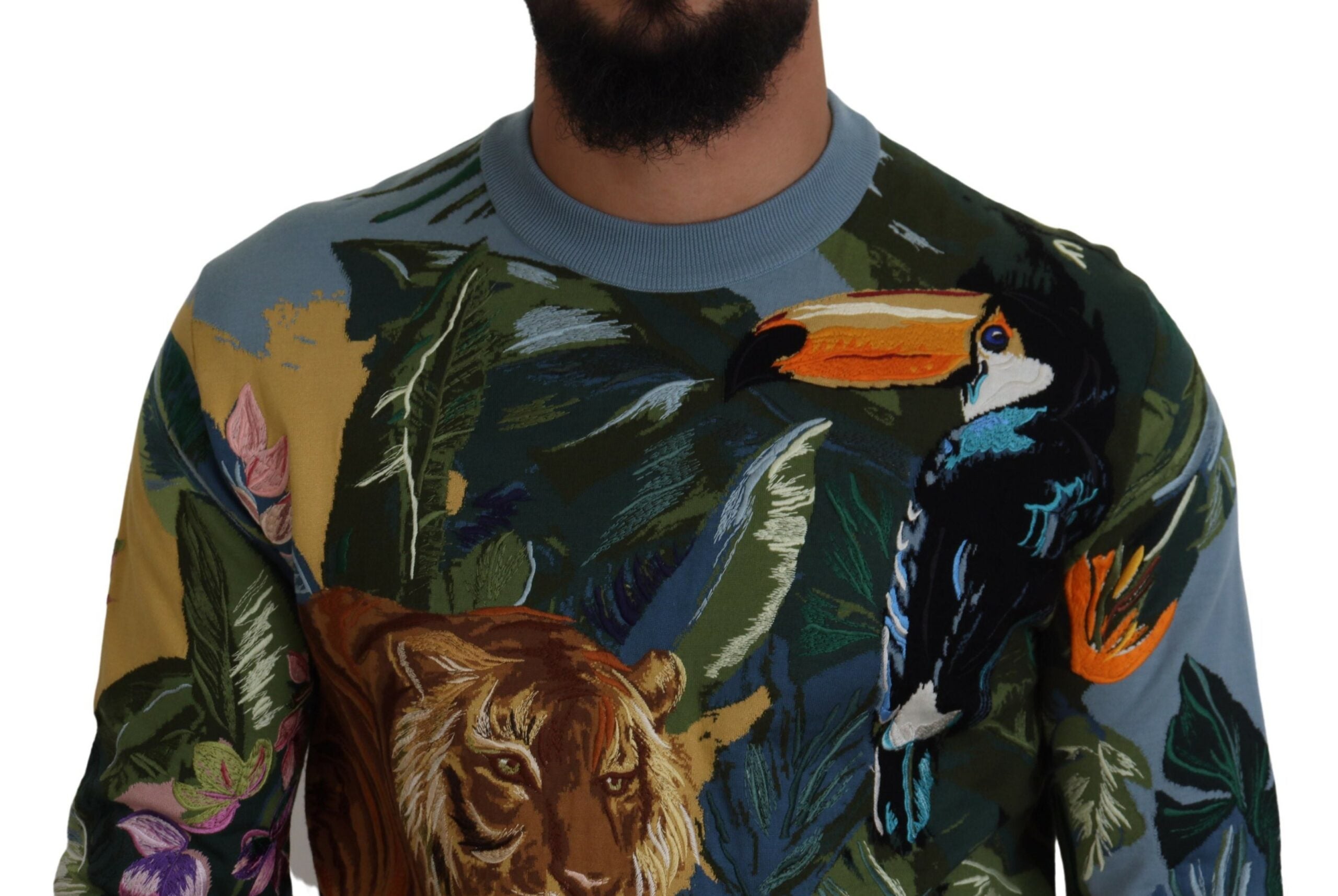 Multicolor Jungle Wool Pullover Logo Sweater - ventzia