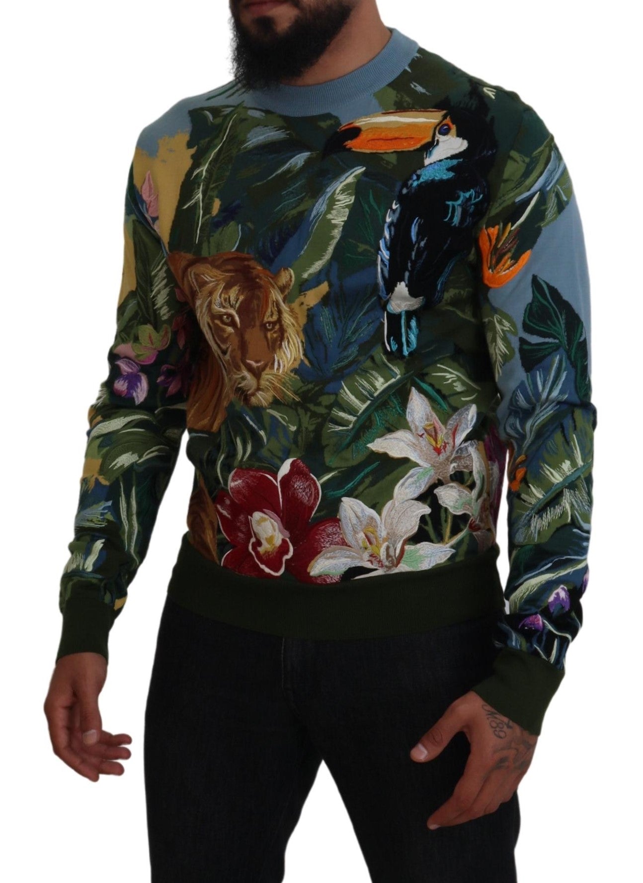 Multicolor Jungle Wool Pullover Logo Sweater - ventzia