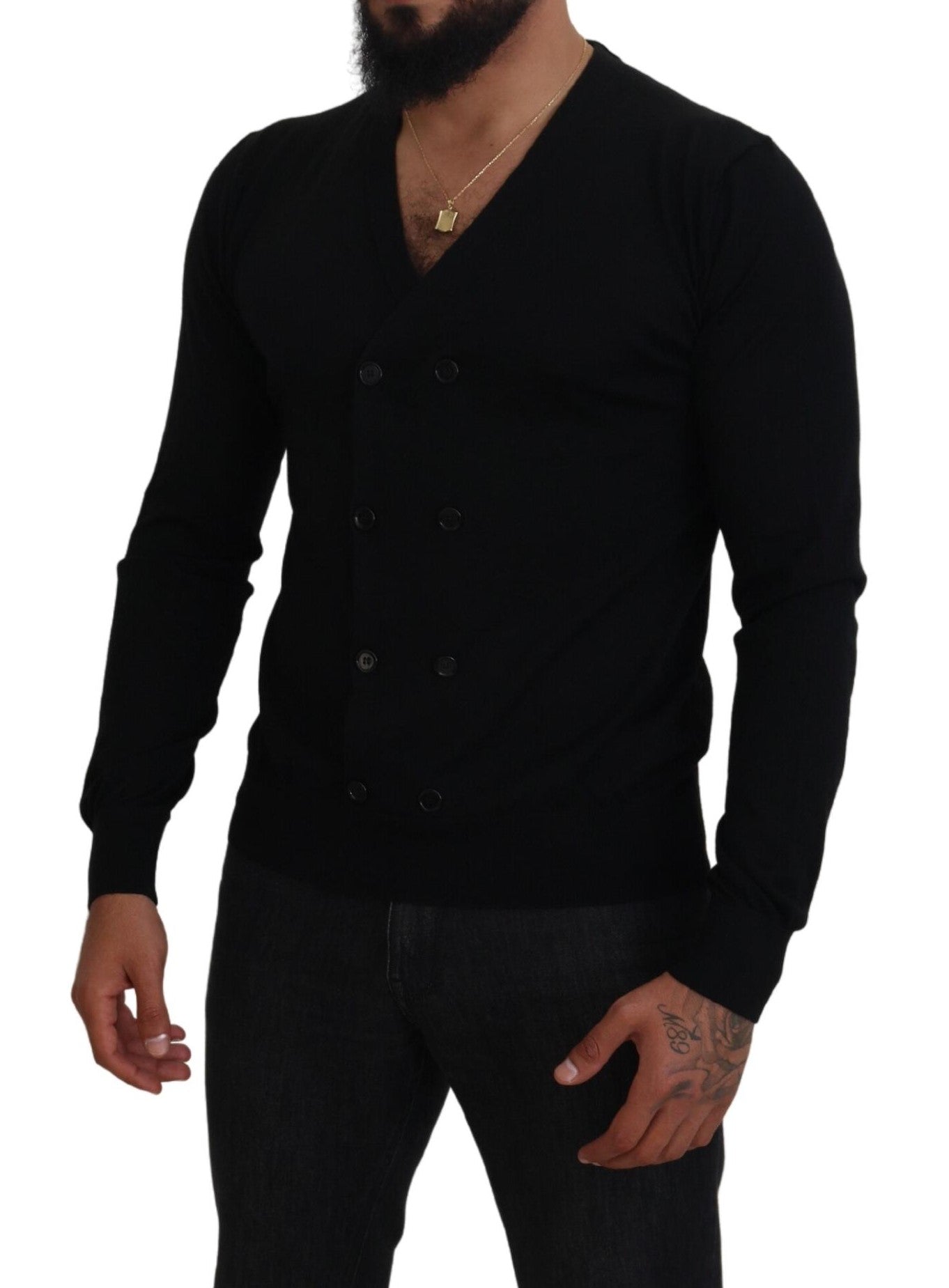 Black Cashmere Button Down Cardigan Sweater - ventzia