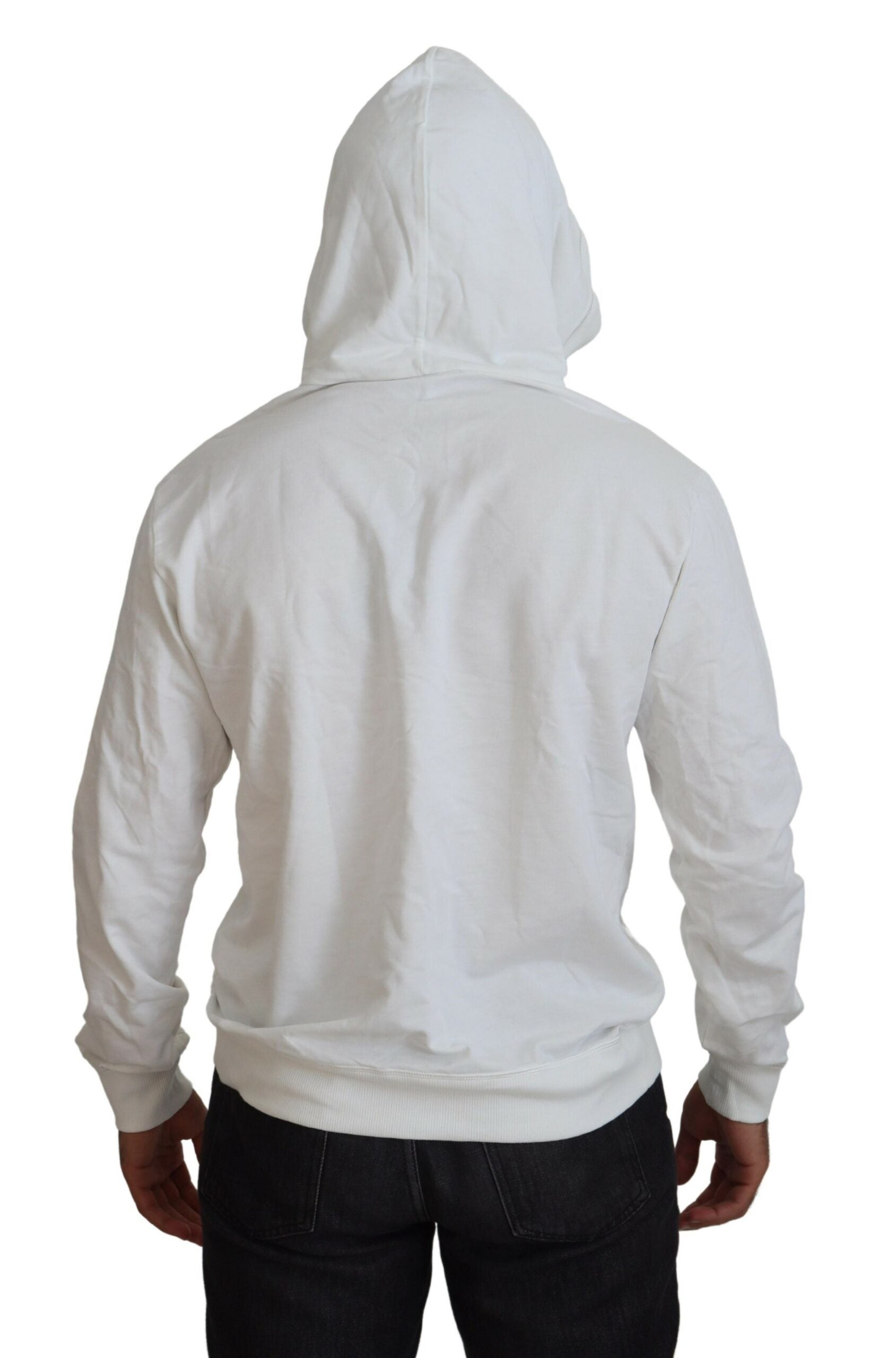 White Cotton Hooded Sweatshirt Logo Sweater - ventzia