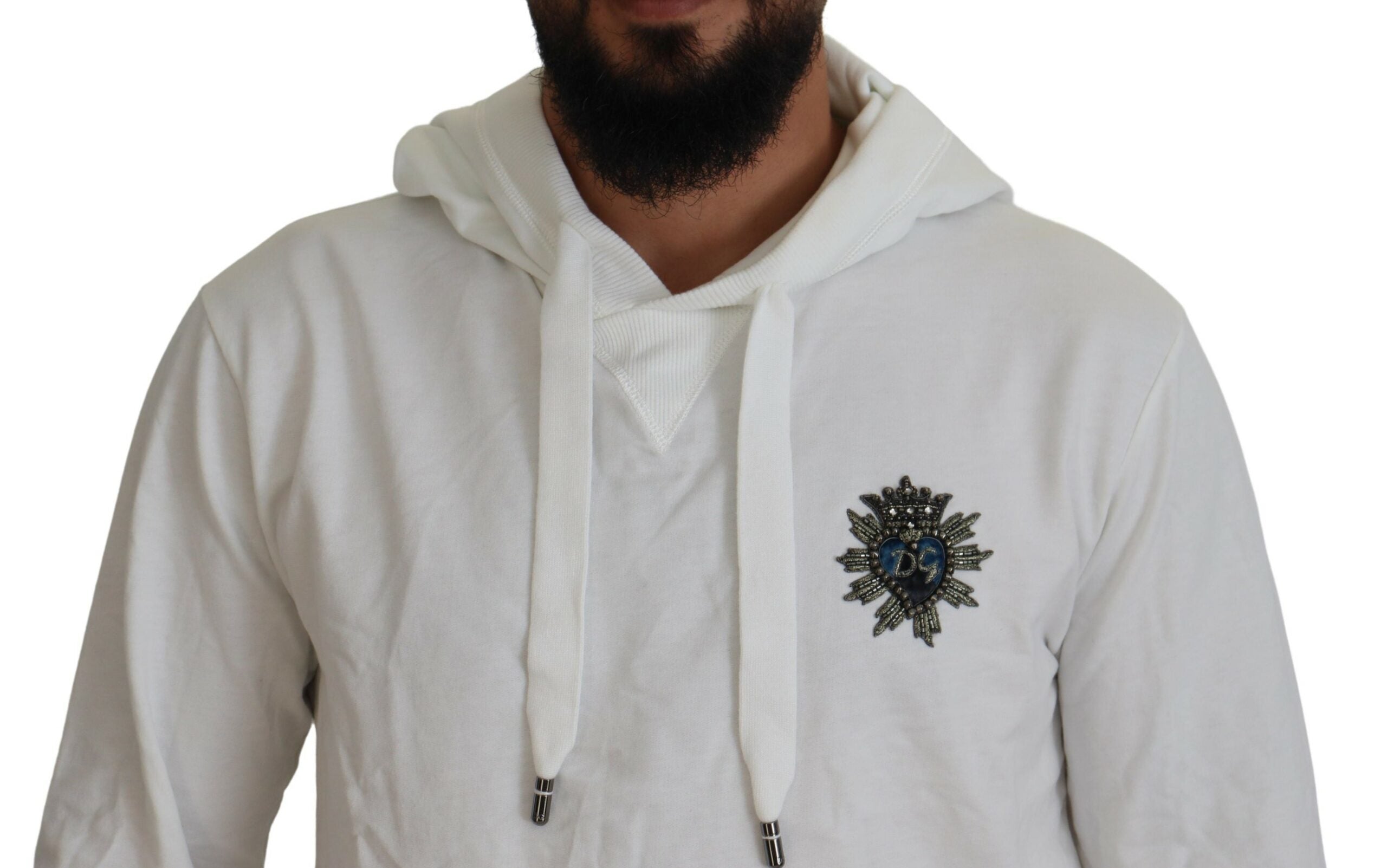 White Cotton Hooded Sweatshirt Logo Sweater - ventzia
