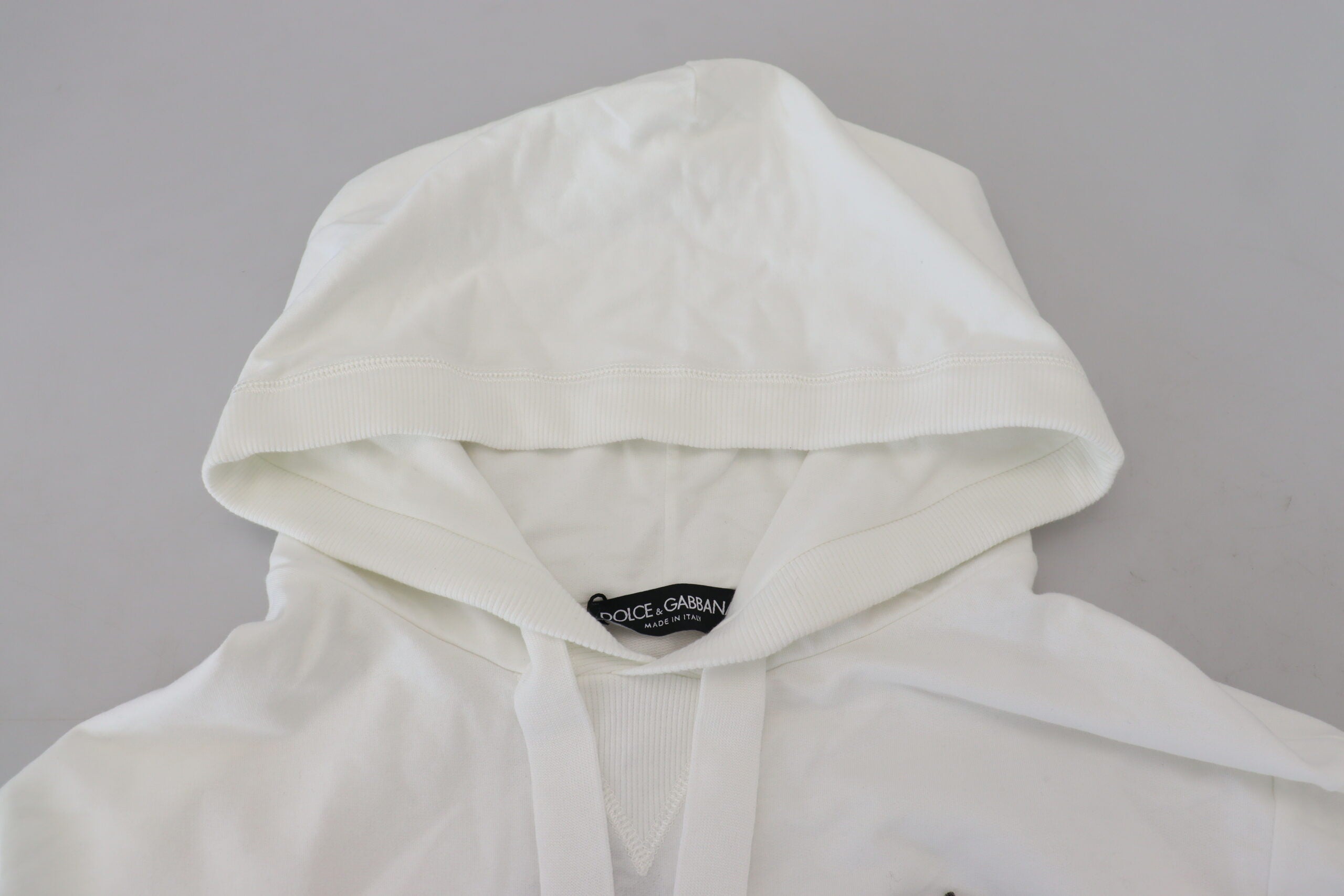 White Cotton Hooded Sweatshirt Logo Sweater - ventzia