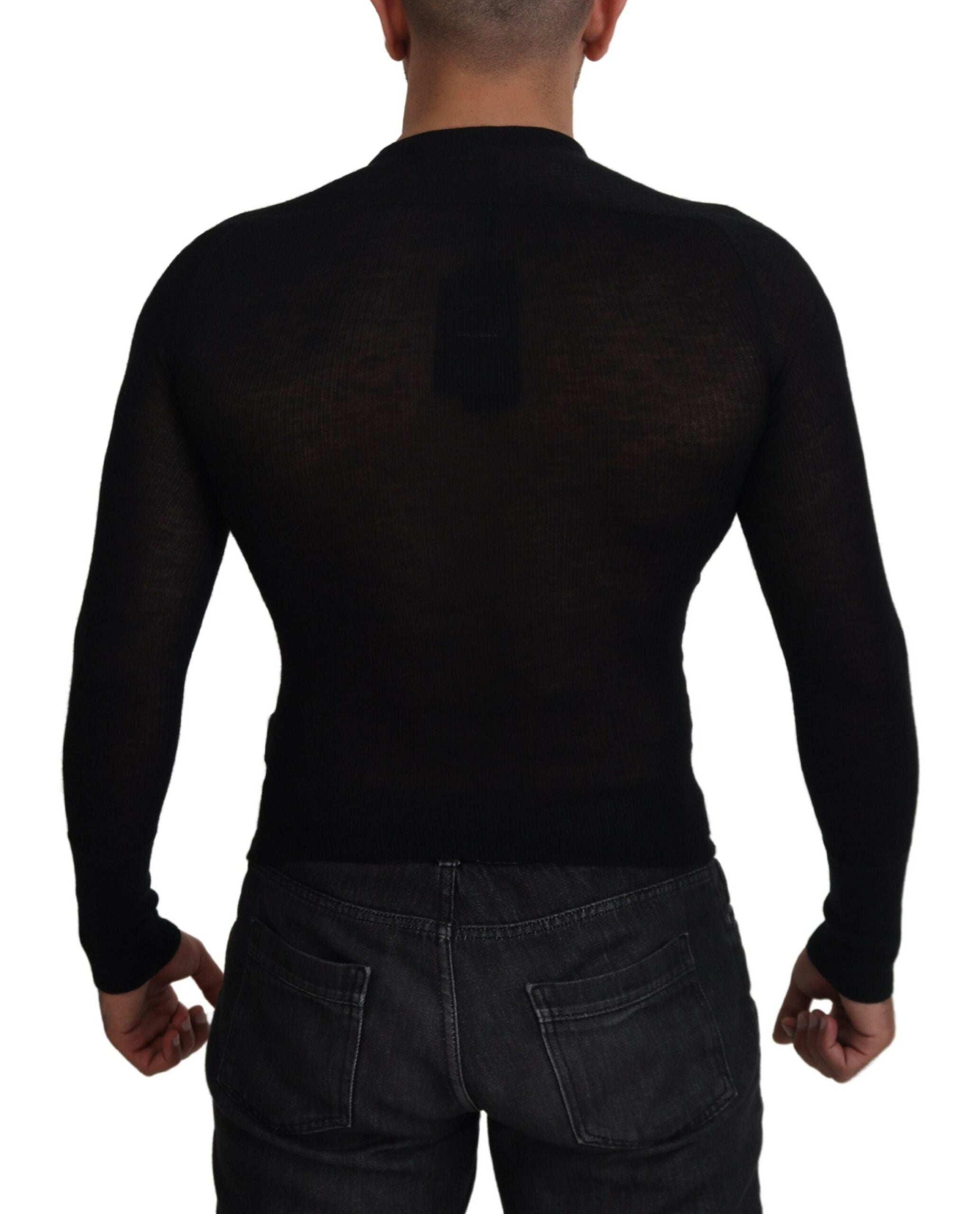 Black Cashmere Button Pullover Sweater - ventzia